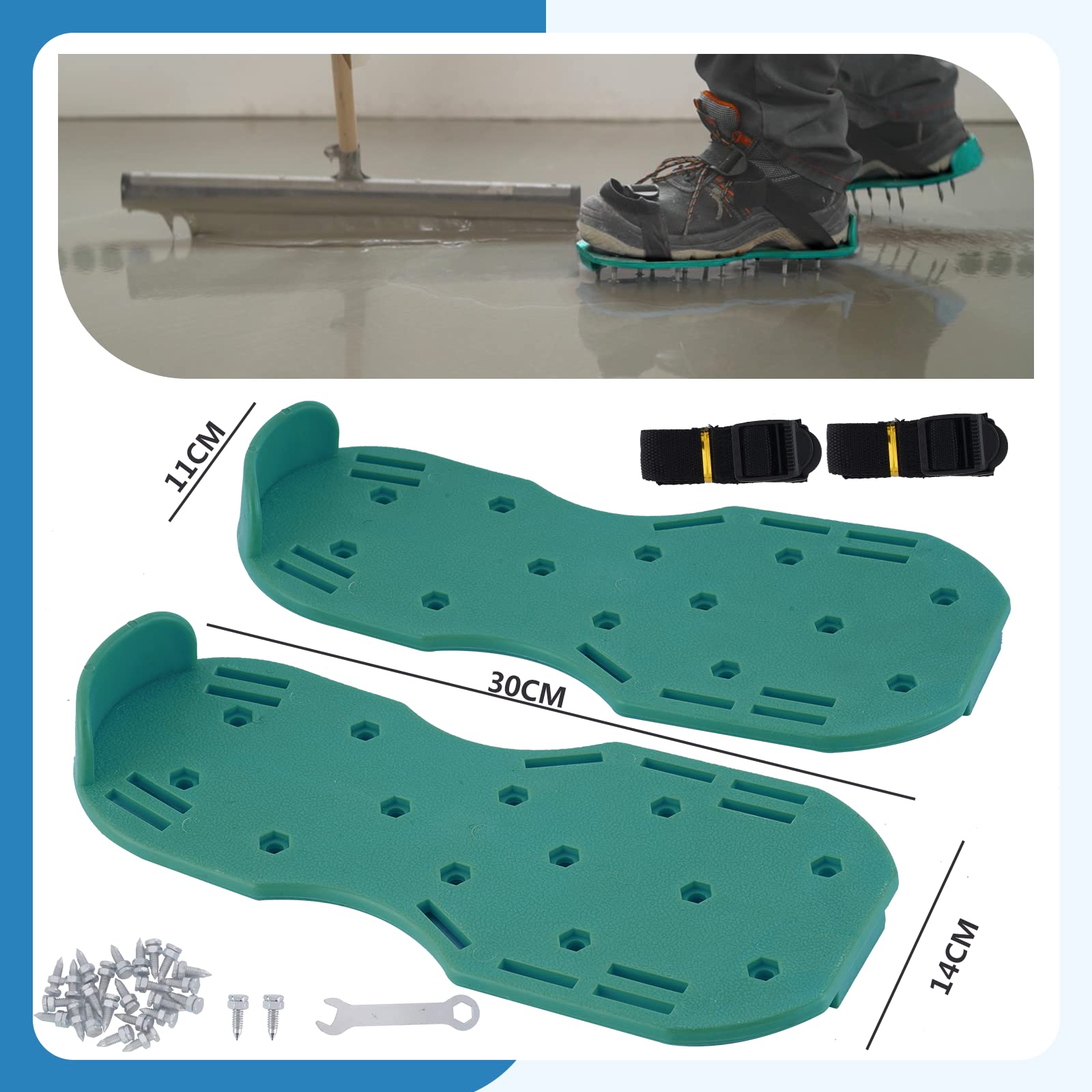 MXBAOHENG Self-Leveling Cement Tool Kit - Stainless Steel Spike Roller, Spiked Shoes & Scraper for Perfect Concrete Floors | DIY Floor Leveling & Construction Tools for Home Renovation Projects
