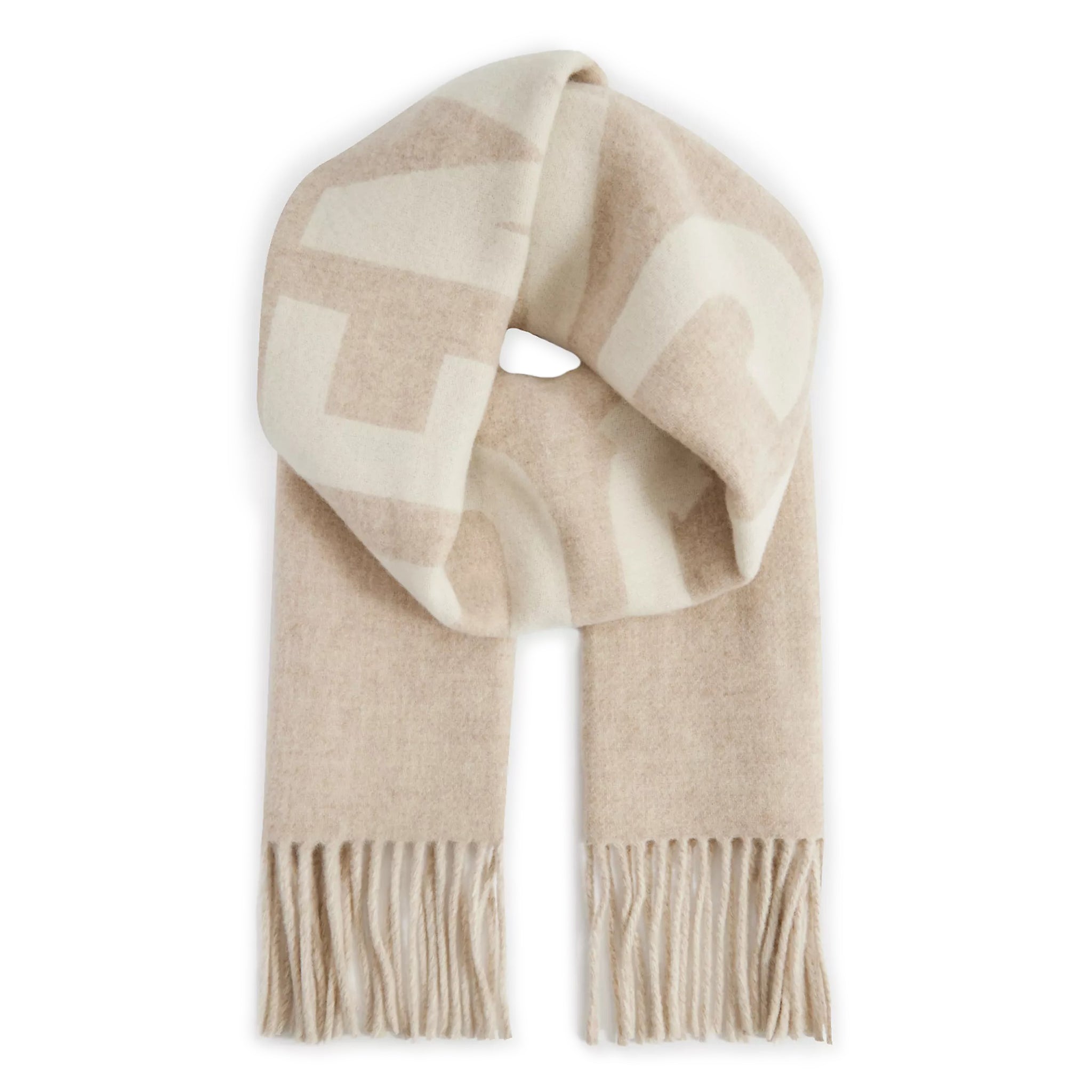 Jacquemus L'Echarpe Fringe Logo Multi Beige Scarf - Stylish Fashion Accessory for Women, Perfect for Winter Outfits & Casual Chic Looks