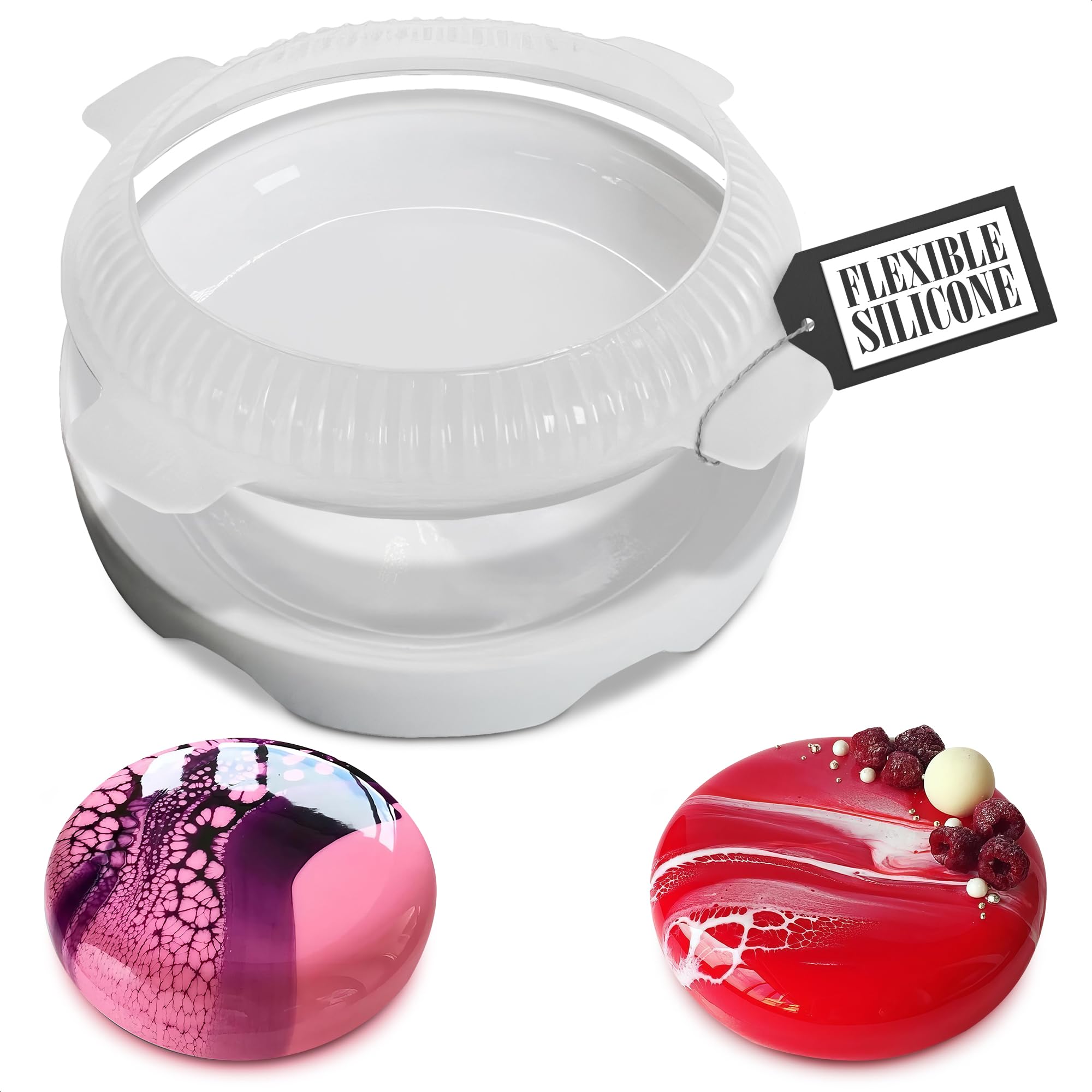 VIKROM 3D Round Silicone Cake Mold for Baking - Reusable Non-Stick Mousse, Brownie & Cheesecake Pan - Perfect for Birthday Parties, Wedding Cakes & Dessert Decorating