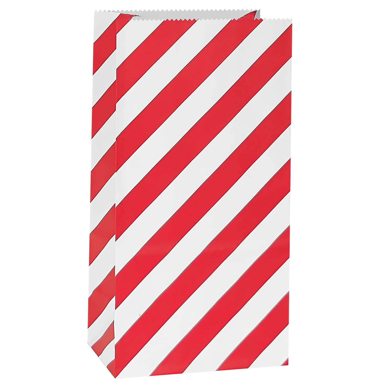 Red Striped Mini Paper Party Favor Bags - 50 Pack (3.5×2.3×7 inches) for Kids Birthday Party, Baby Shower & Wedding Favors - Perfect for Candy, Gifts & Goodies