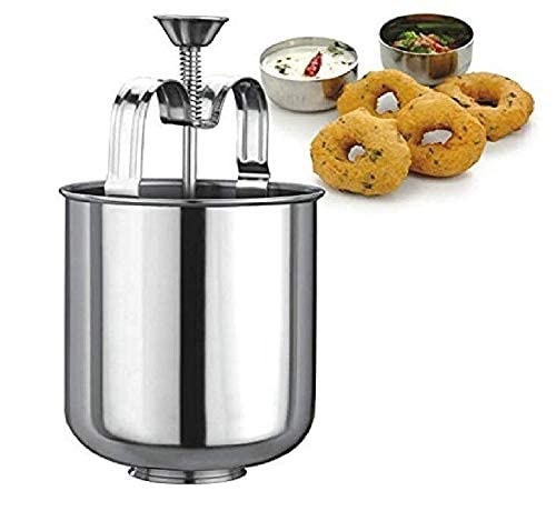 Premium Stainless Steel Medu Vada Maker - Manual Donut Maker with Ergonomic Handle for Perfectly Shaped Crispy Vadas & Donuts (1-Pack) - Ideal for Indian Snacks, Breakfast & Party Food Preparation