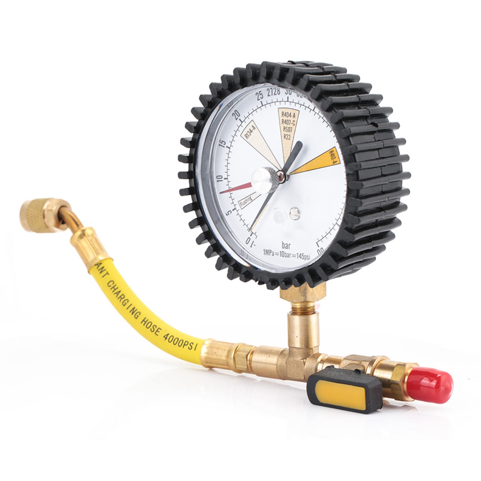 High Accuracy Nitrogen Pressure Test Gauge for HVAC Systems - Compatible with R134a, R22, R407C & R410A Refrigerants - Ideal for Car AC, Central Air Conditioning & Refrigerant Pressure Testing