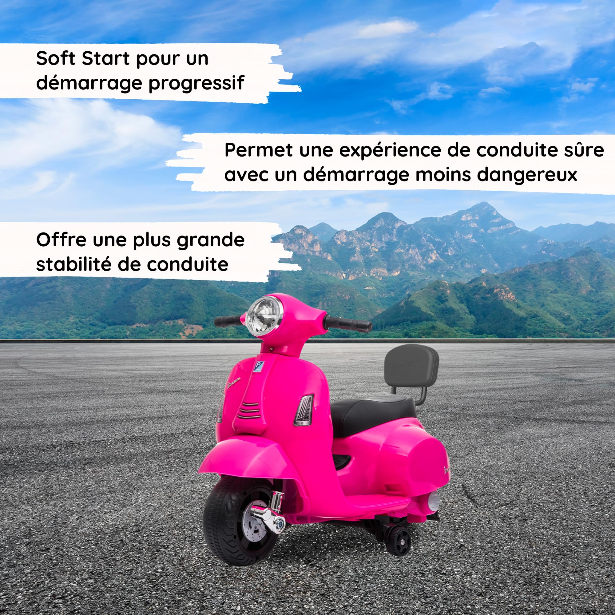 Official Licensed Piaggio Mini Vespa Kids Electric Scooter - 6V Pink Ride-On Toy with LED Lights & Fun Sounds | Perfect Gift for Toddlers Birthday & Outdoor Play