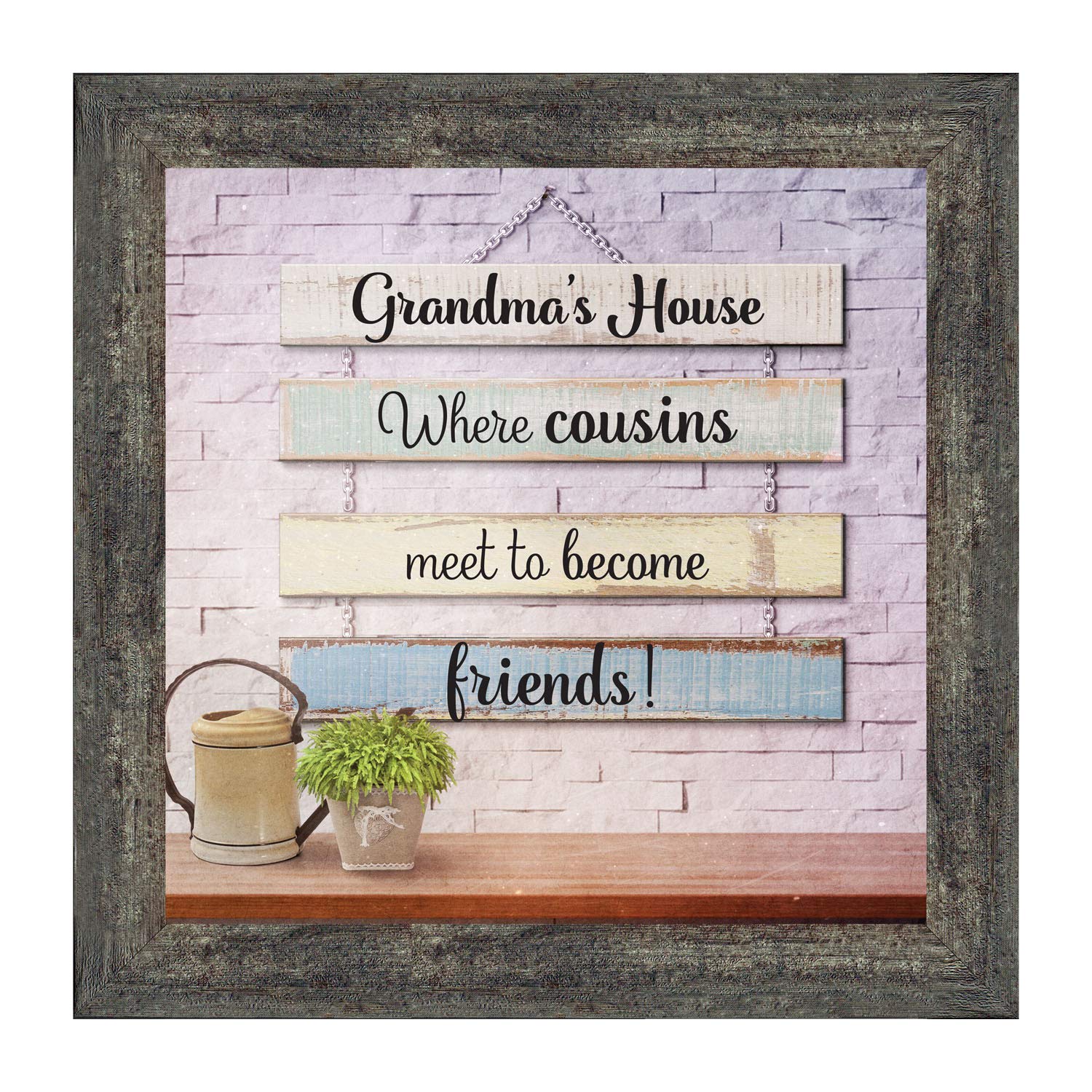 Crossroads Home Décor Grandma's House Picture Frame - 'Where Cousins Meet to Become Friends' - Perfect Gift for Cousin or Grandma (8731BW) - Ideal for Family Reunions, Living Room Displays & Heartwarming Home Décor