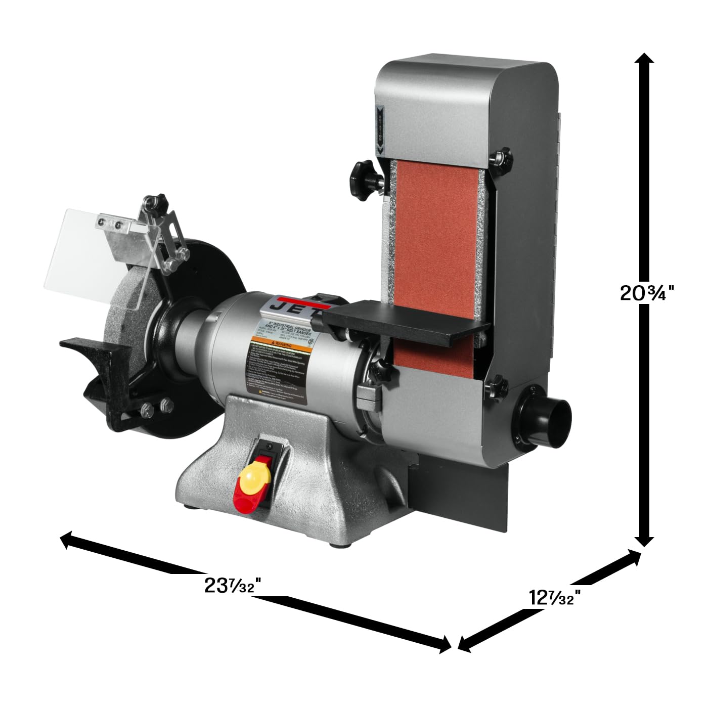 JET 8 Inch Bench Grinder with 2 x 48 Inch Belt Sander, 1 HP Motor, 115/230V Single Phase (Model IBGB-248) - Perfect for Metalworking, Woodworking & Knife Sharpening in Home Workshops & Garages