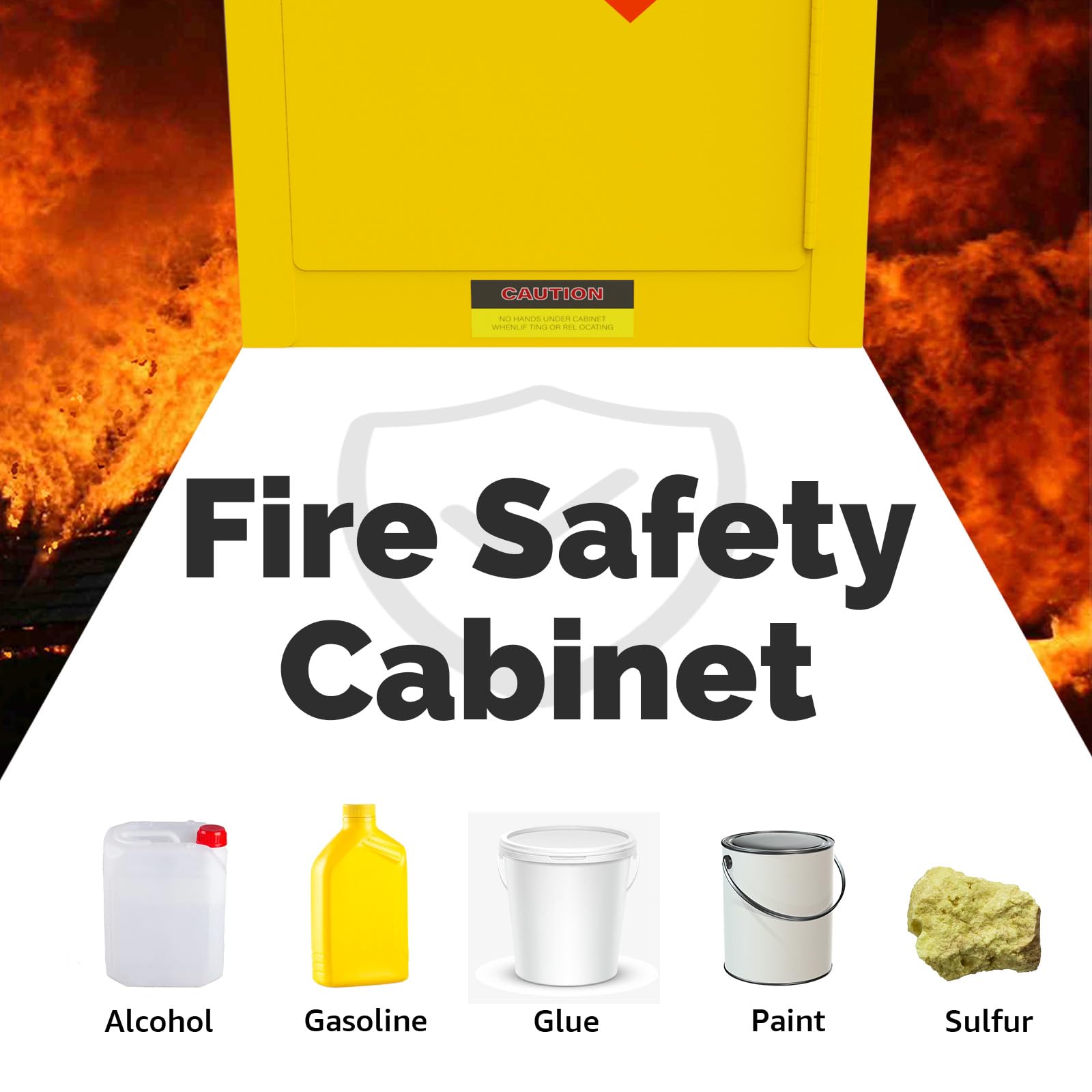 Flammable Safety Storage Cabinet 22H x 17W x 17D - Galvanized Steel Hazardous Material Cabinet with Adjustable Shelves | Fireproof Chemical Storage for Home, Garage & Industrial Use | OSHA Compliant Yellow Safety Cabinet for Paint, Solvents & Flammable Liquids