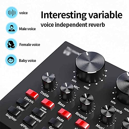 V8 Professional External USB Sound Card for PC & Mobile - High-Quality Live Streaming & Recording for Gaming, Podcasting, Karaoke (Black) - Perfect for Twitch, YouTube & TikTok Content Creators