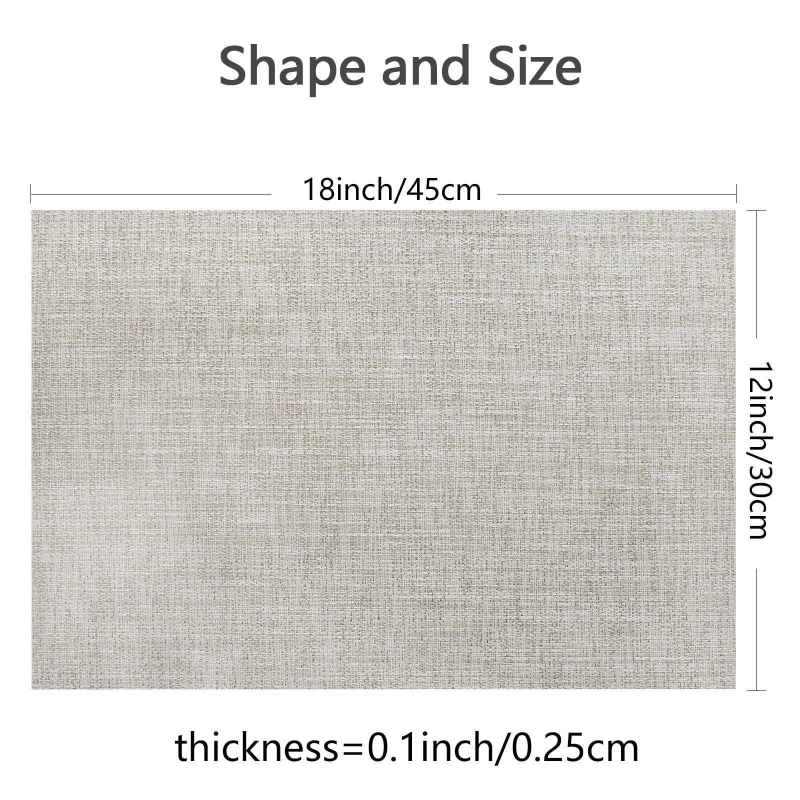 4-Pack Woven Vinyl Placemats - Waterproof & Washable for Indoor/Outdoor Use - Beige & White Table Mats for Dining, Picnics, and Parties