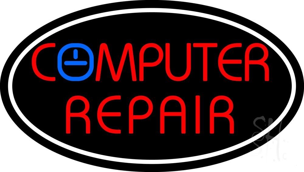 13x24 Inch Computer Repair LED Neon Sign with Dimmer - Black Square Acrylic Backing - Bright Indoor LED Light for Electronics Store Decor - Perfect for Shop Windows, Gaming Rooms & Tech Themed Parties