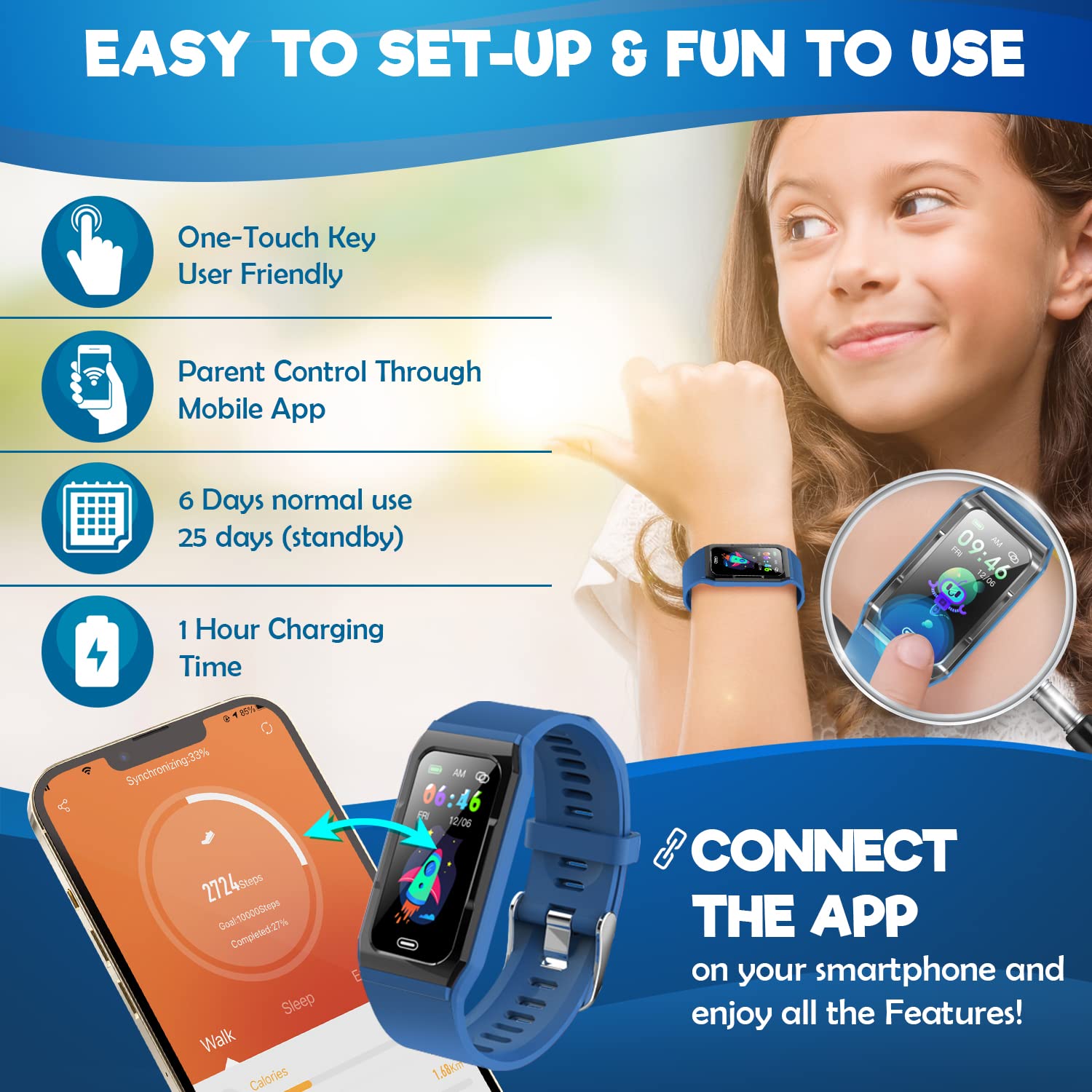 Inspiratek Kids Fitness Tracker for Ages 5-16 - Waterproof Activity Watch with Heart Rate & Sleep Monitor - Perfect for Sports & Outdoor Play