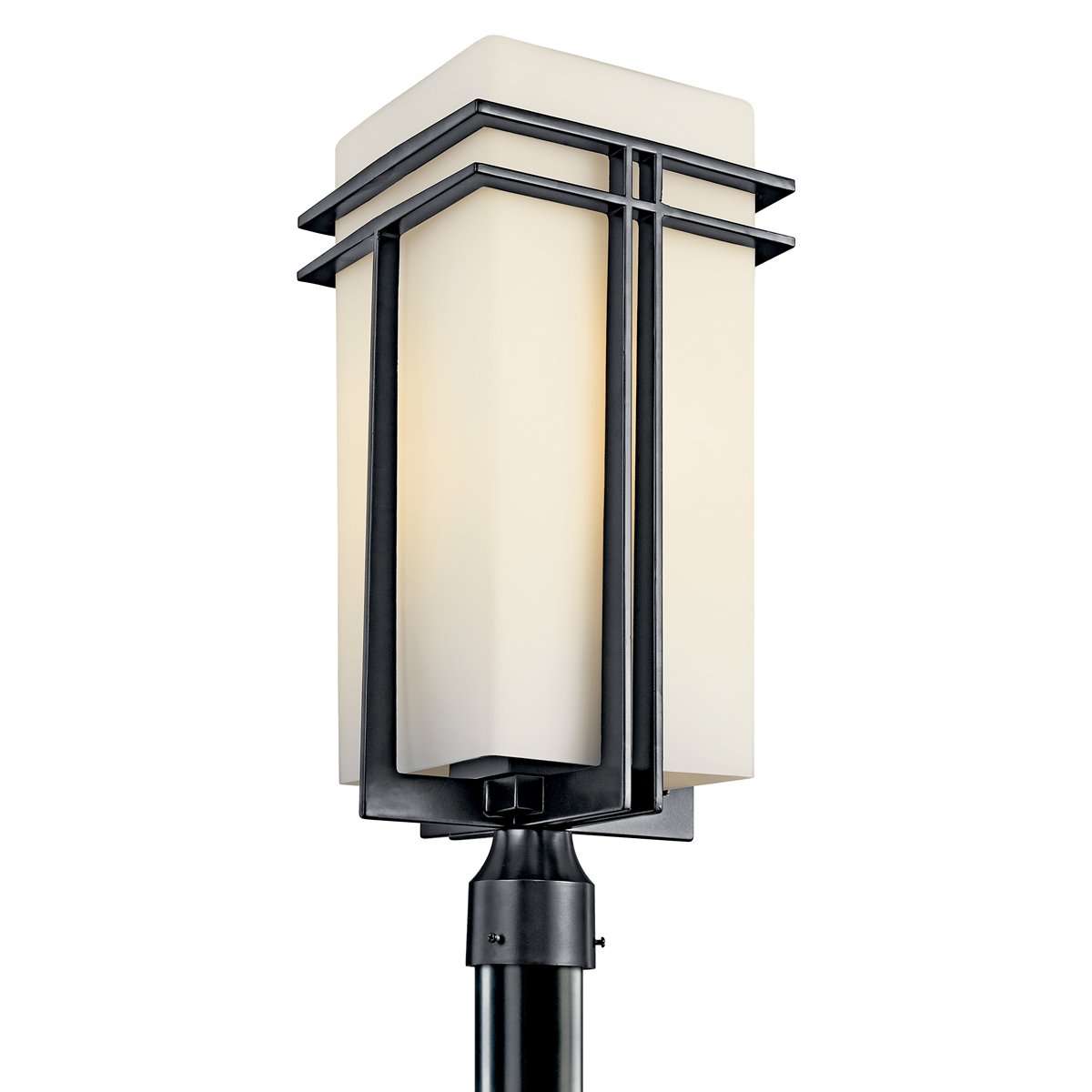 Kichler 49204BK FL Tremillo 23-Inch Black Outdoor Post Lantern with Satin-Etched Opal Glass - Energy Efficient Fluorescent Lighting for Patio, Garden & Pathway Illumination