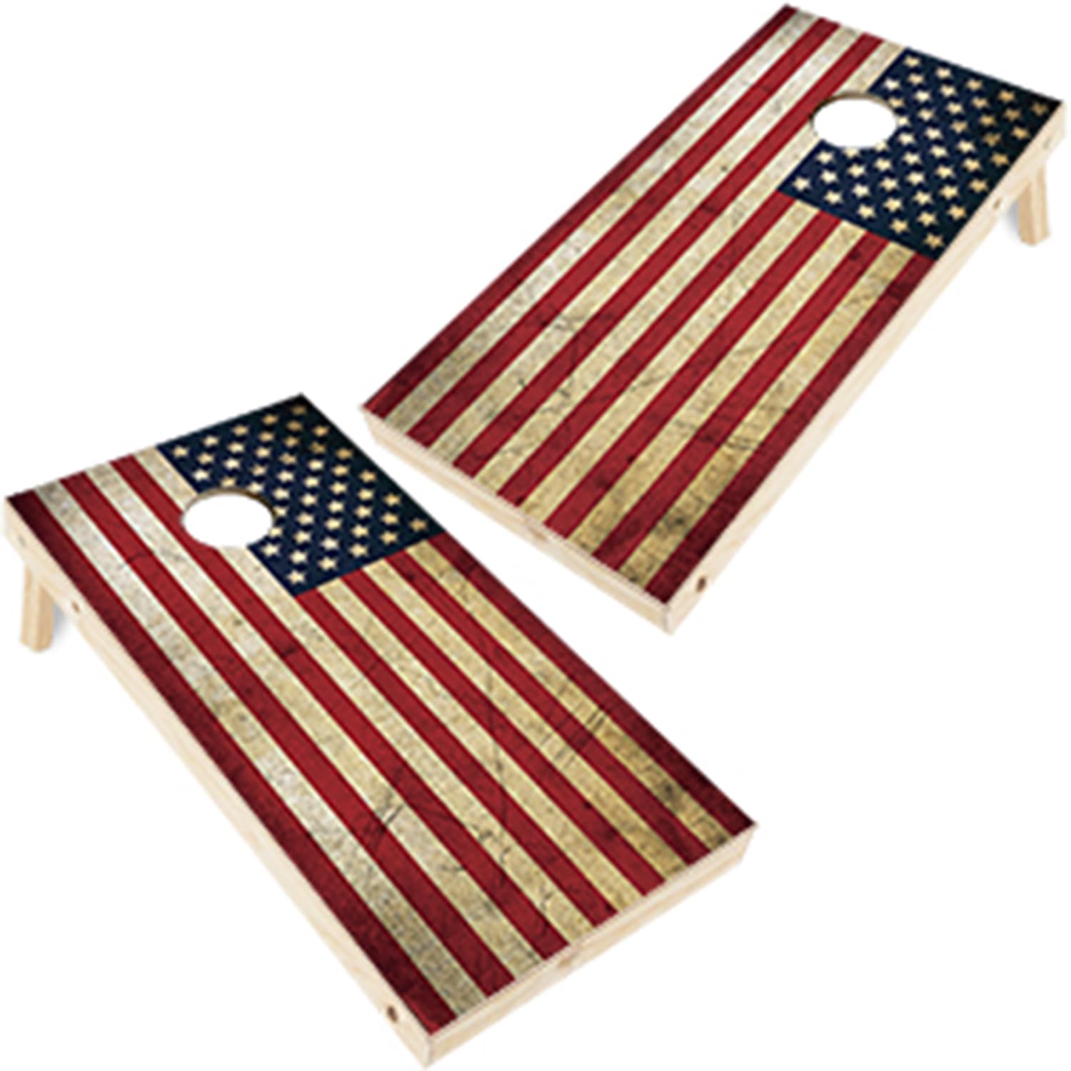Premium Solid Wood Cornhole Set - 4ft x 2ft Regulation Size Game Boards with 8 Bean Bags - Classic Outdoor Lawn Game for Backyard, Tailgating & BBQ Parties
