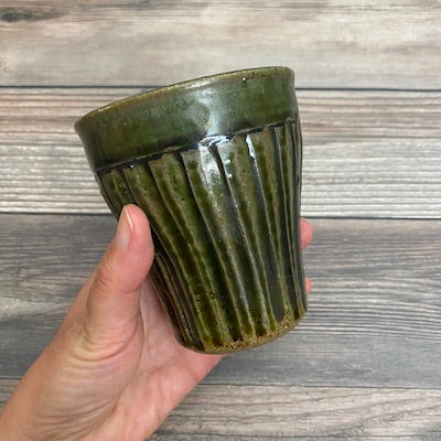 Shinogi Cup Oribe Green - Japanese Ceramic Tea Cup for Matcha, Sencha & Traditional Tea Ceremonies | Perfect for Home, Office & Gifting