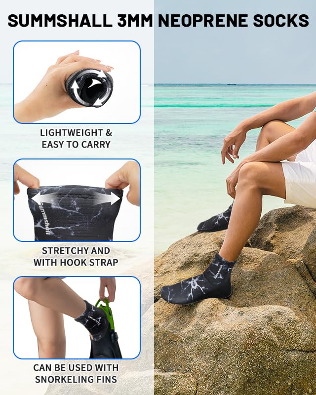 3mm Neoprene Wetsuit Socks - Anti-Slip Thermal Diving Socks for Swimming, Surfing & Water Sports - Keep Feet Warm in Cold Water