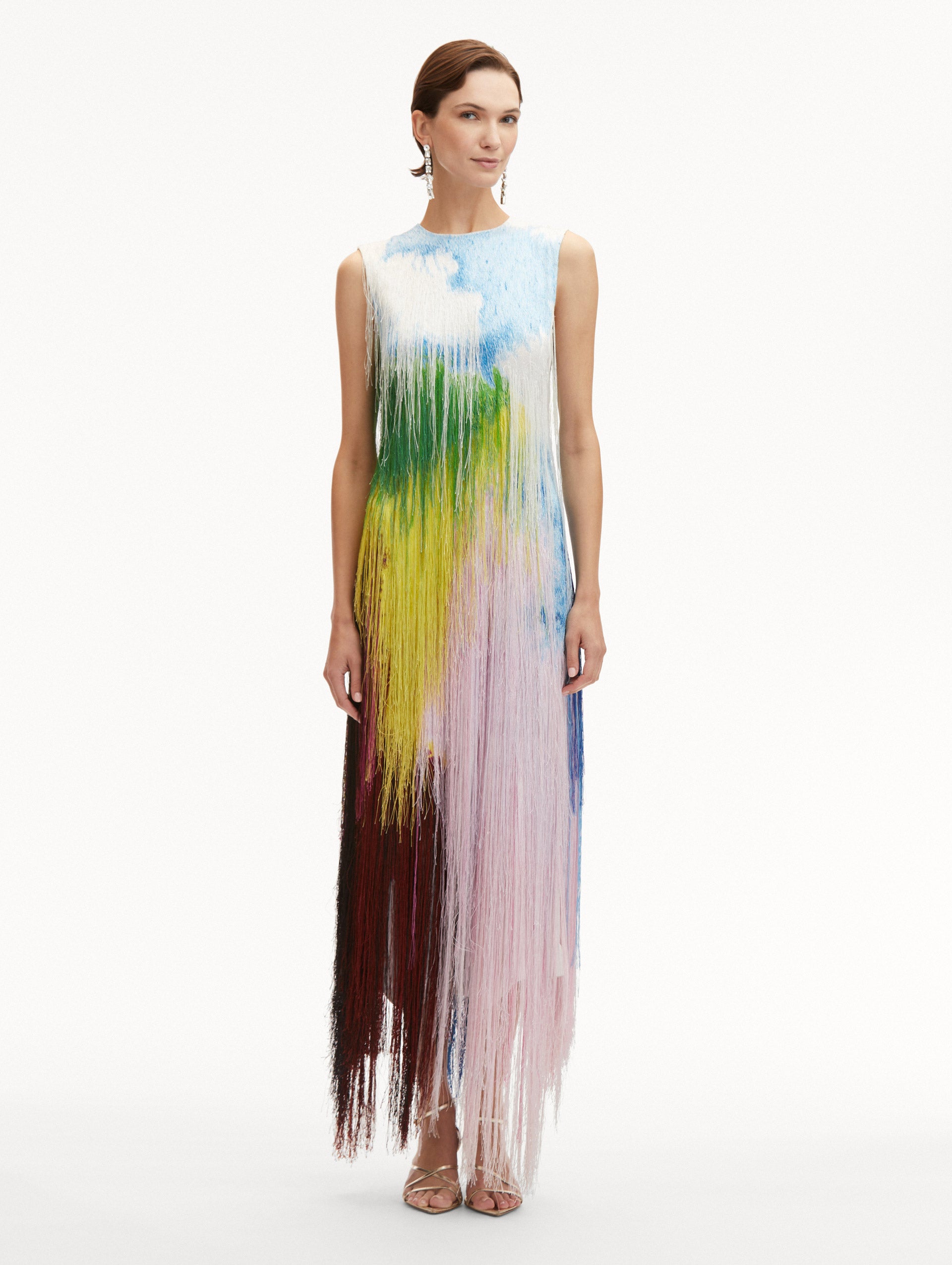 Elegant Abstract Watercolor Fringe Cocktail Dress for Women - Perfect for Evening Parties, Weddings & Special Occasions