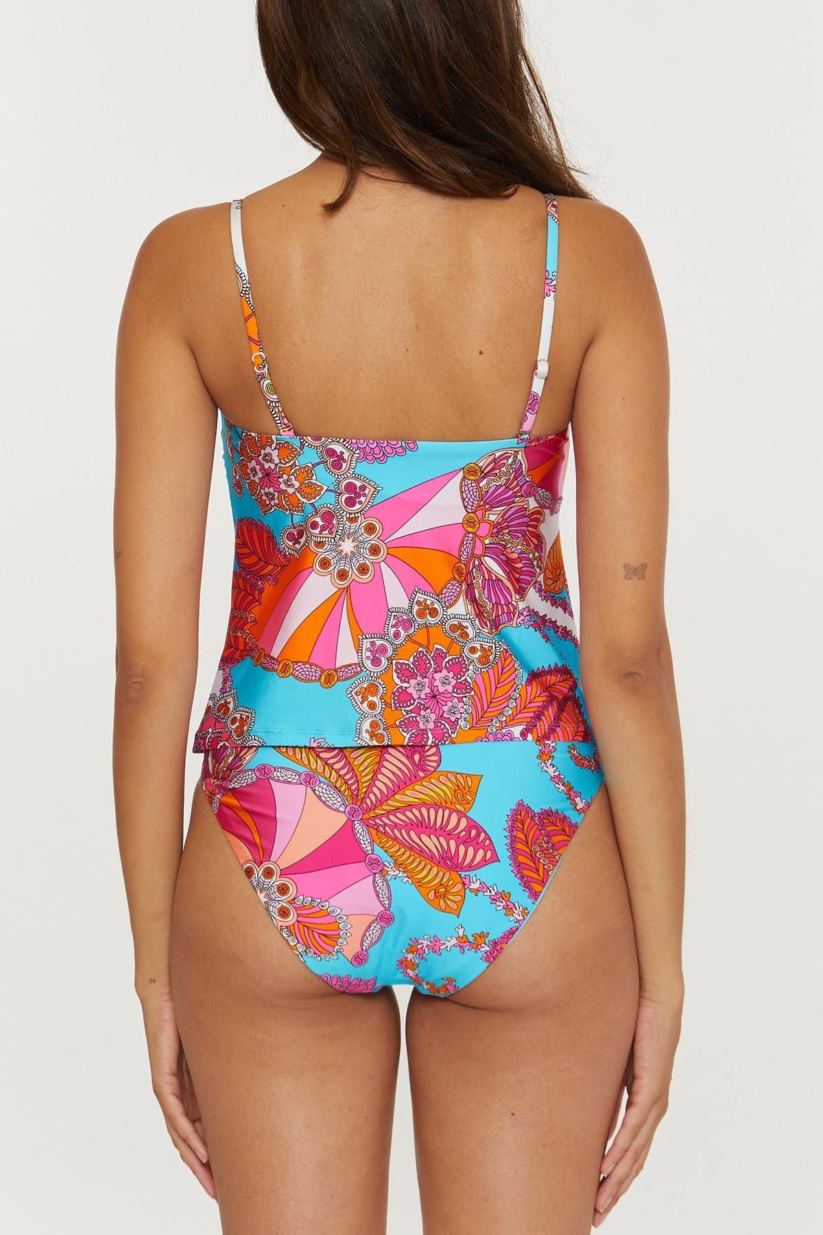 Trina Turk Women's Meilani Adjustable Floral Print Tankini Bikini Top - Swimwear Separates for Beach Vacation & Pool Party