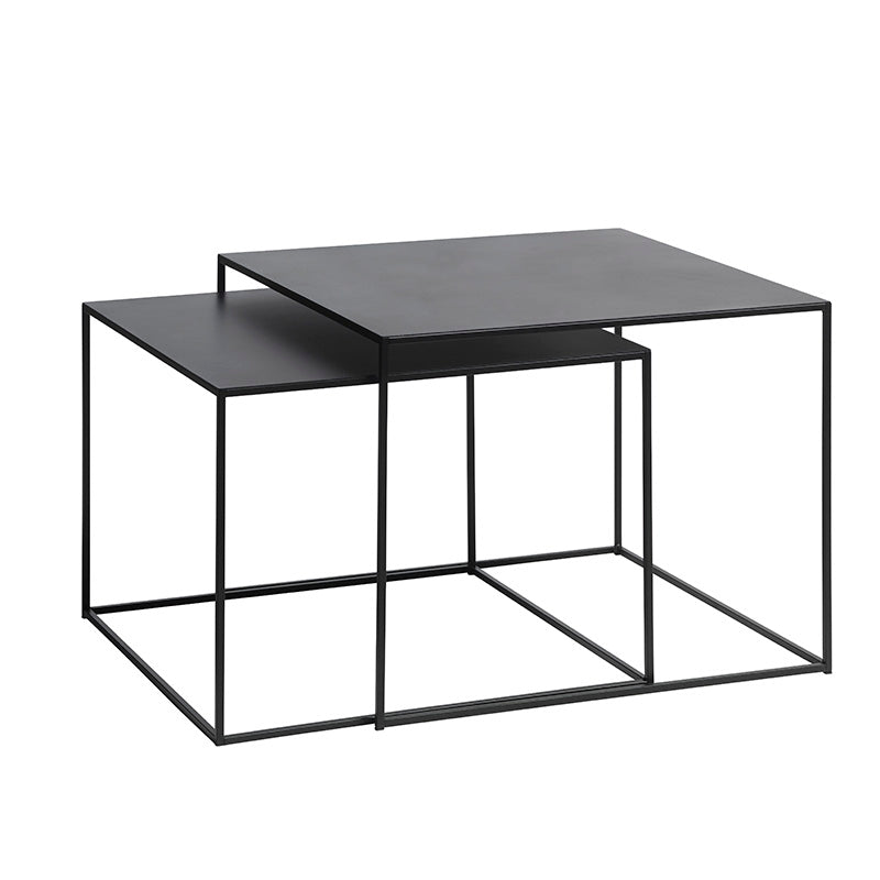 PEBBLE Nest of 2 Coffee Tables - 65x60cm Modern Side Tables Set in Black - Perfect for Living Room, Bedroom or Office Decor