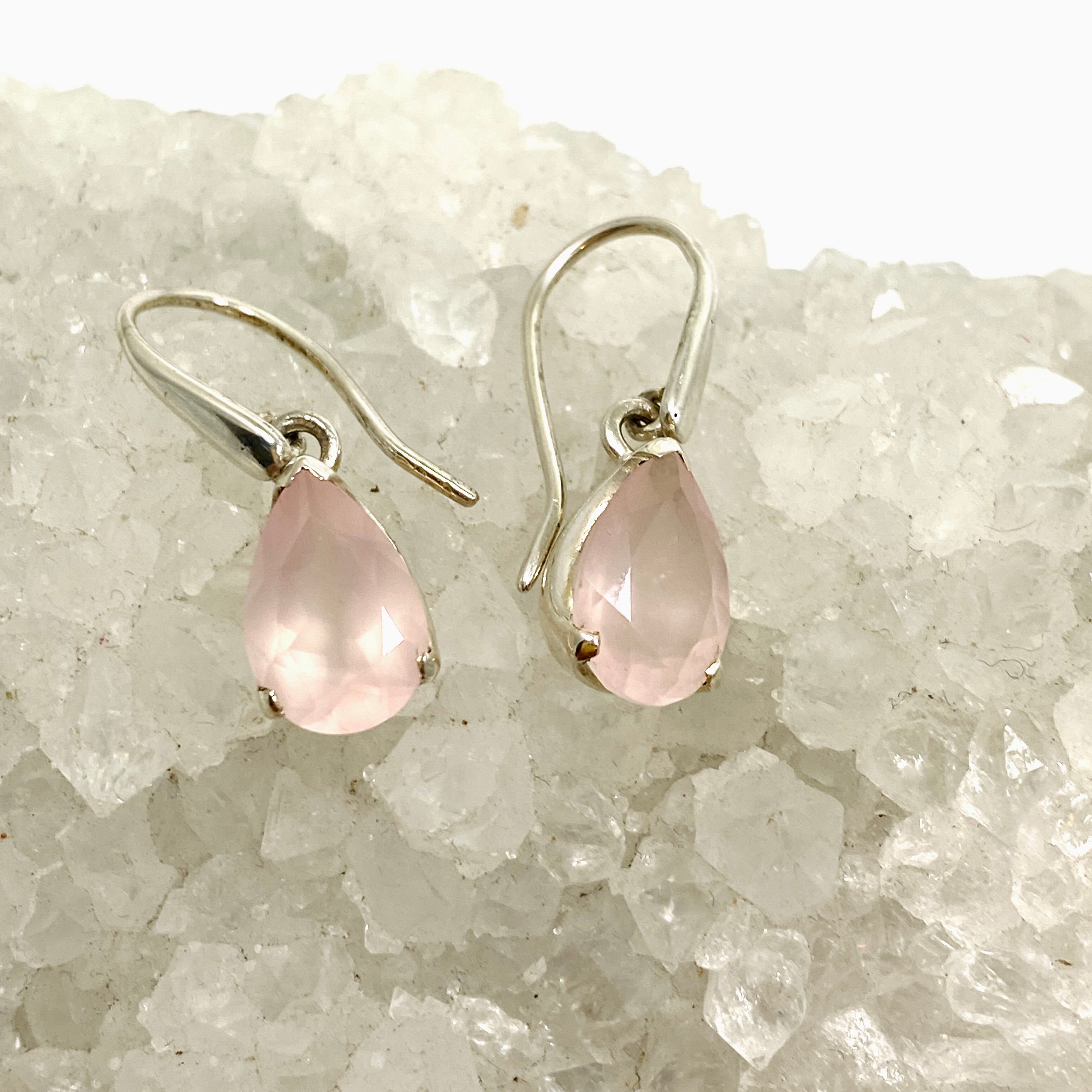 Rose Quartz Teardrop Faceted Earrings for Women - Dainty Crystal Drop Dangle Jewelry - Perfect for Weddings, Parties & Everyday Wear