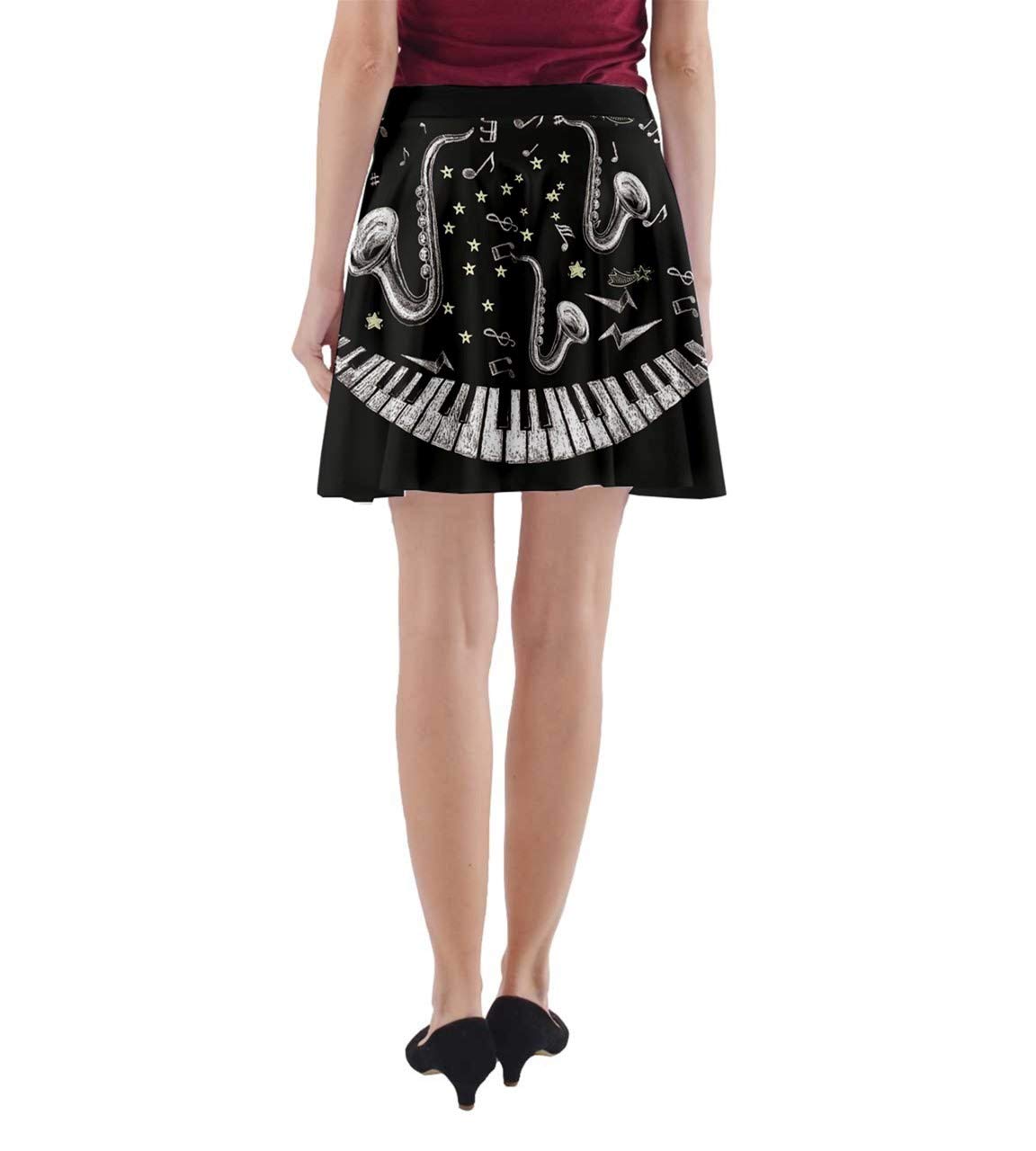 CowCow Women's Music Notes Treble Clef A-Line Skirt with Pockets - XS to 3XL Sizes | Perfect for Concerts, Music Festivals & Casual Wear
