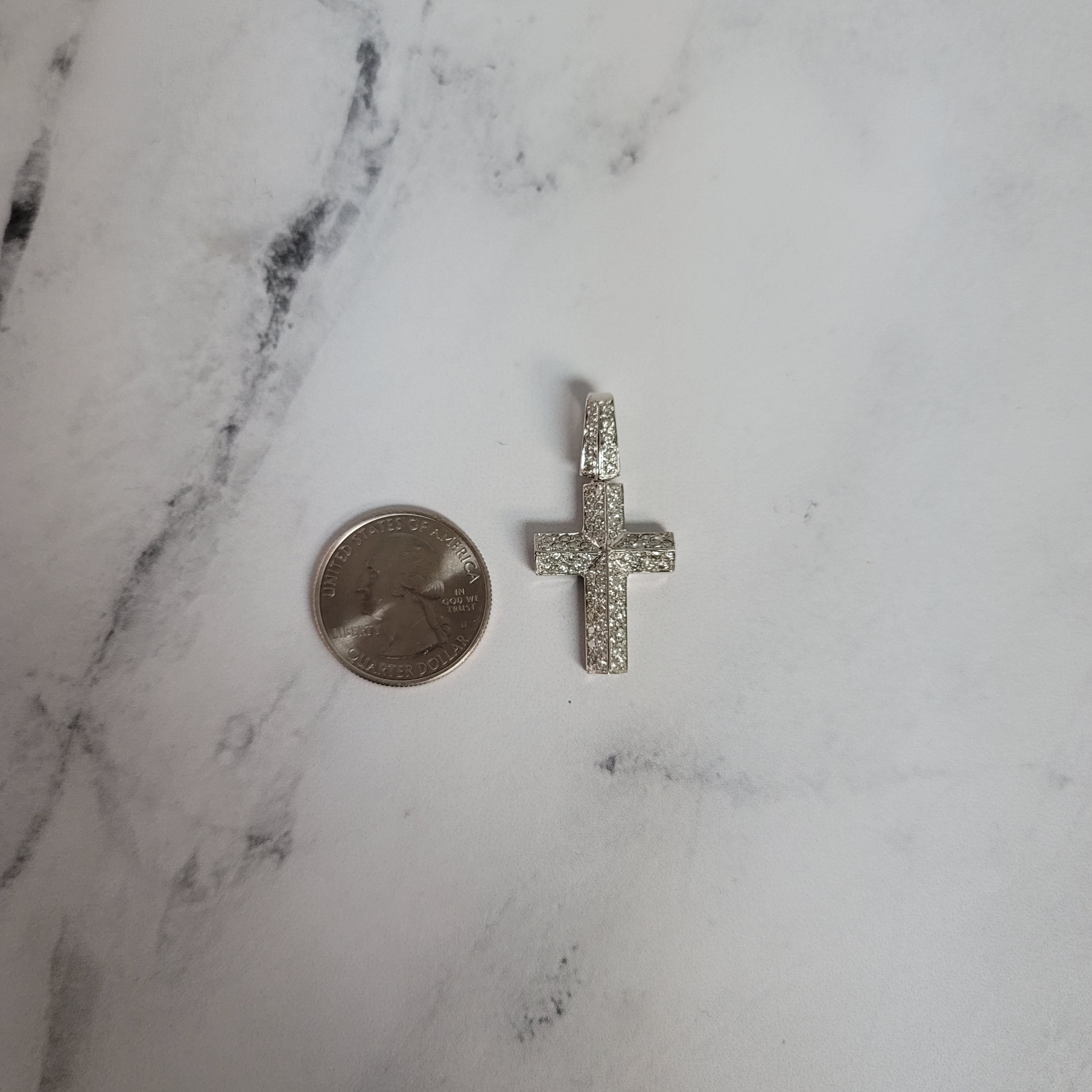 1.50cttw Diamond Cross Pendant in 14k White Gold - Elegant Religious Jewelry for Gifts, Baptism & Everyday Wear