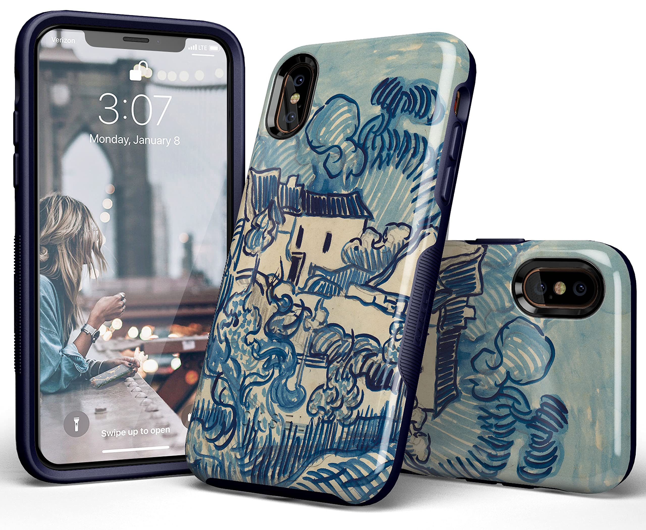 Van Gogh Landscape with Houses iPhone Xs Max Case - Premium Protective Phone Cover for iPhone Xs Max | Artistic Painting Design, Slim Fit, Shockproof | Perfect for Travel, Work & Everyday Use