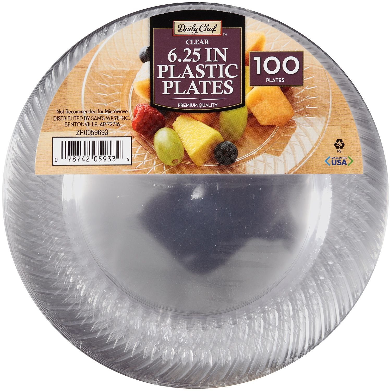 6.25-Inch Clear Plastic Plates - 100 Pack | Durable Disposable Dinner Plates for Parties, Picnics, BBQs & Events