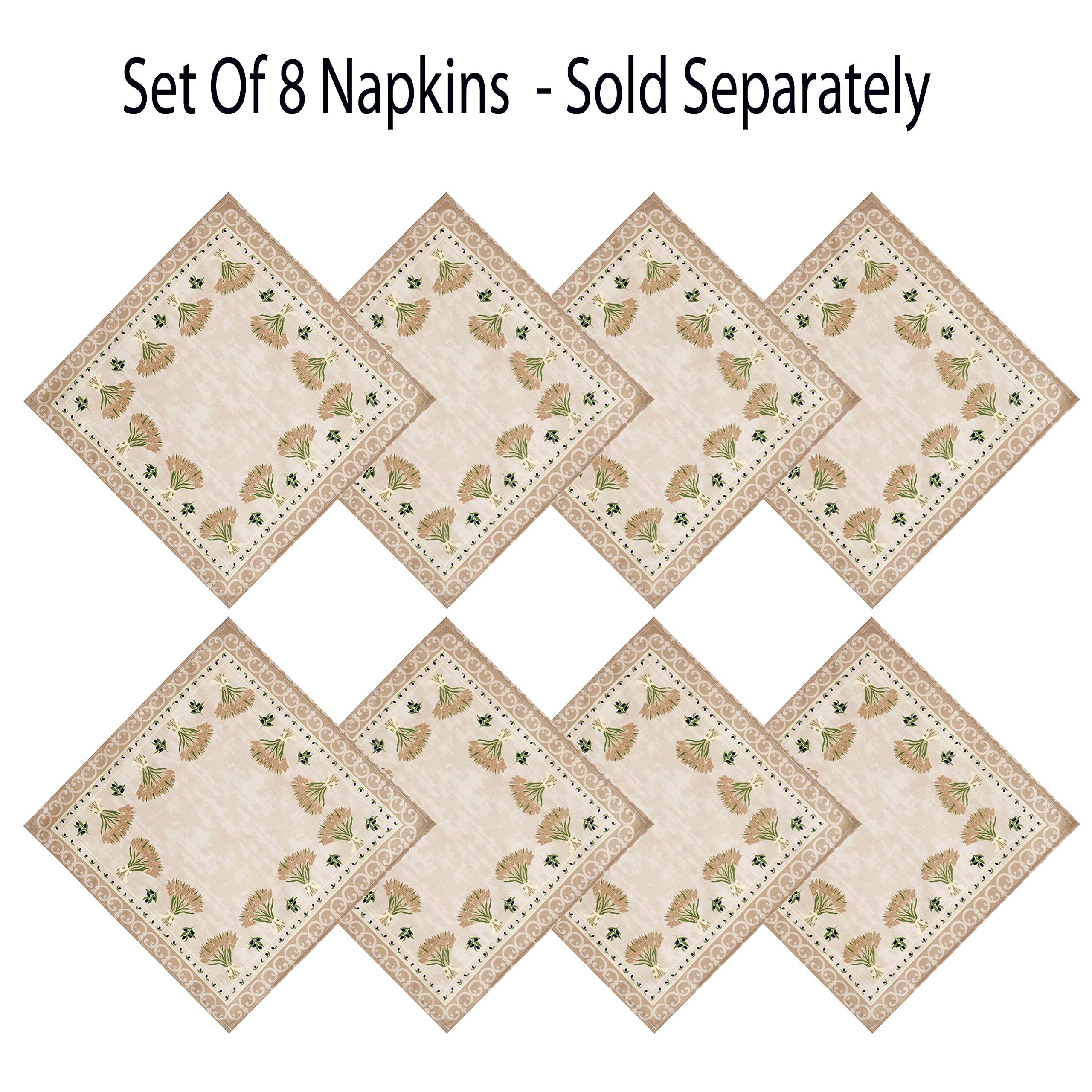Rectangle Fabric Placemats Set of 4 - Wheat & Olive Print Stain Resistant Placemats for Dining Table - Indoor/Outdoor Waterproof Table Mats - French Country Provence Style Decor for Kitchen, Patio & Picnic