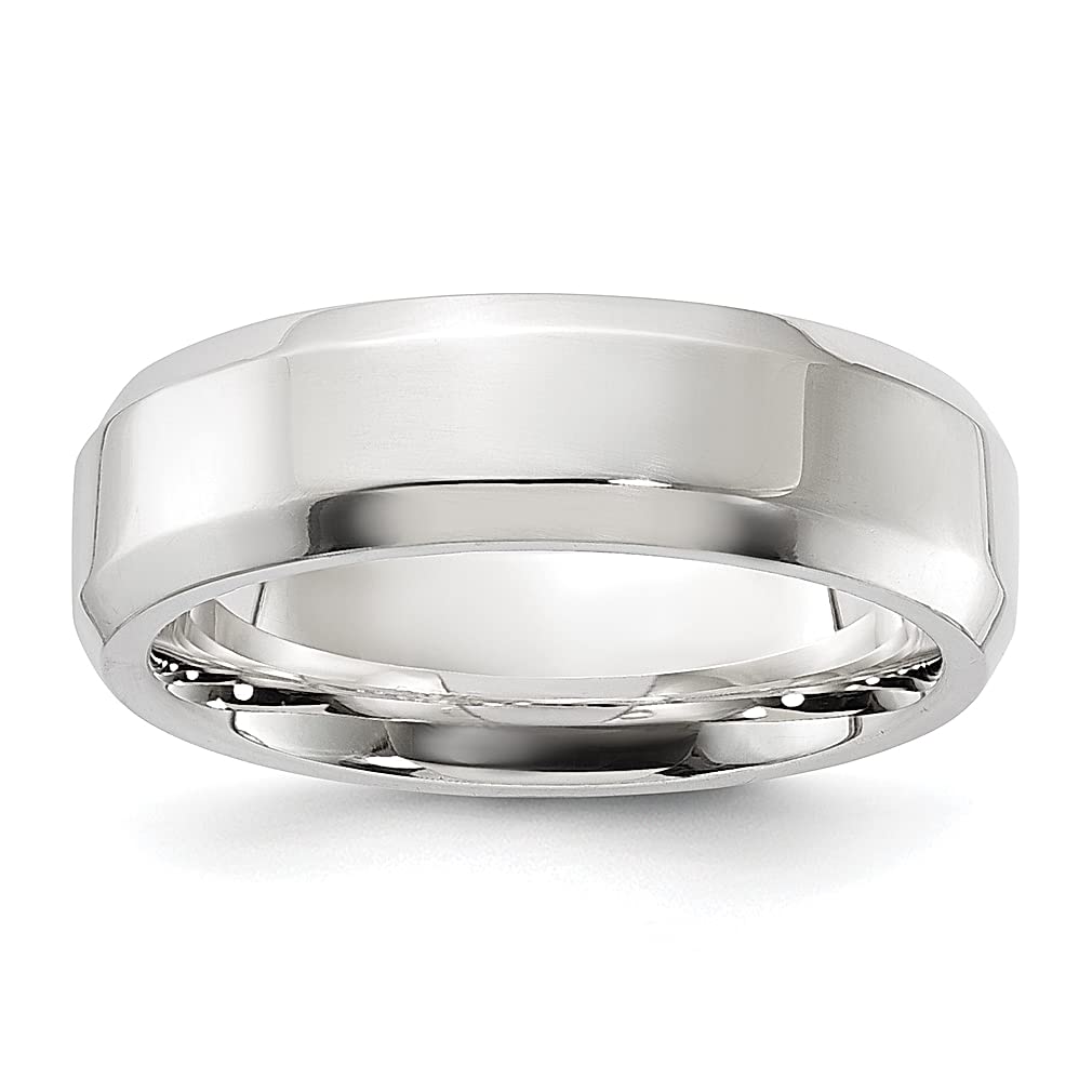 925 Sterling Silver 6mm Beveled Edge Size 10.5 Wedding Ring Band - Classic Fine Jewelry for Women - Elegant Gift for Her - Perfect for Anniversaries, Engagements & Special Occasions