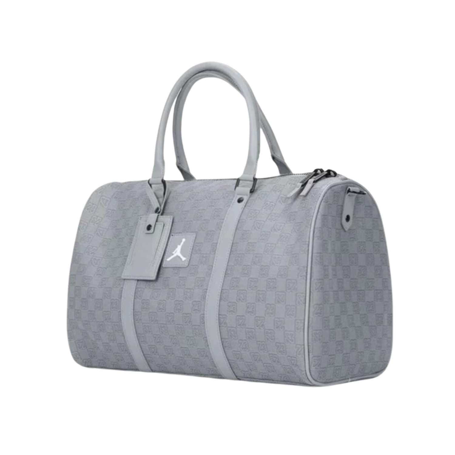 Men's Air Jordan Monogram Duffle Bag - Grey Gym Bag for Travel, Sports & Workout | Water-Resistant Casual Weekender Bag for Men