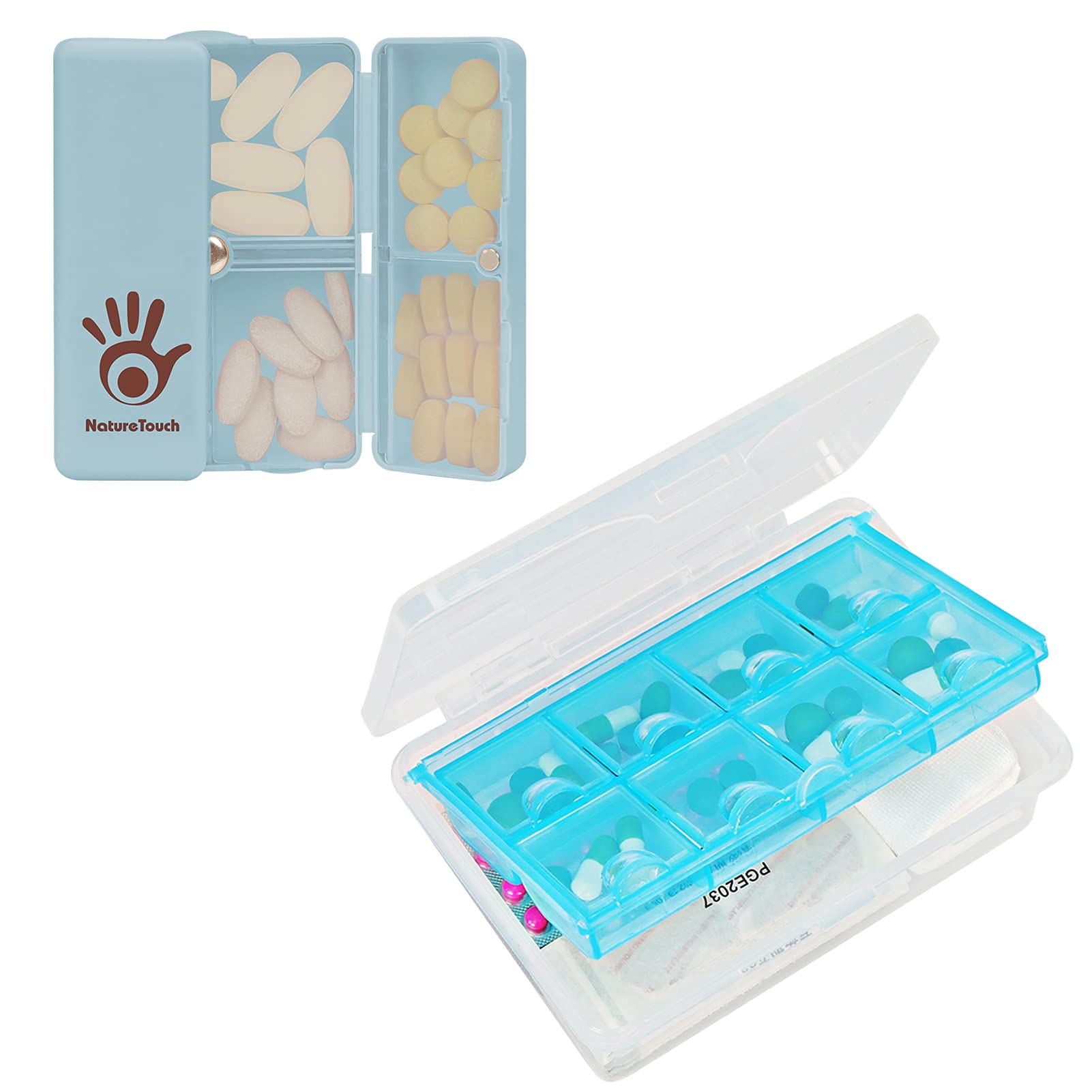 NatureTouch Weekly Pill Organizer with Double Deck & 7 Compartments - Portable Travel Pill Case for Vitamins, Medications & Supplements (Pink) | Perfect for Daily Use, Travel & Elderly Care