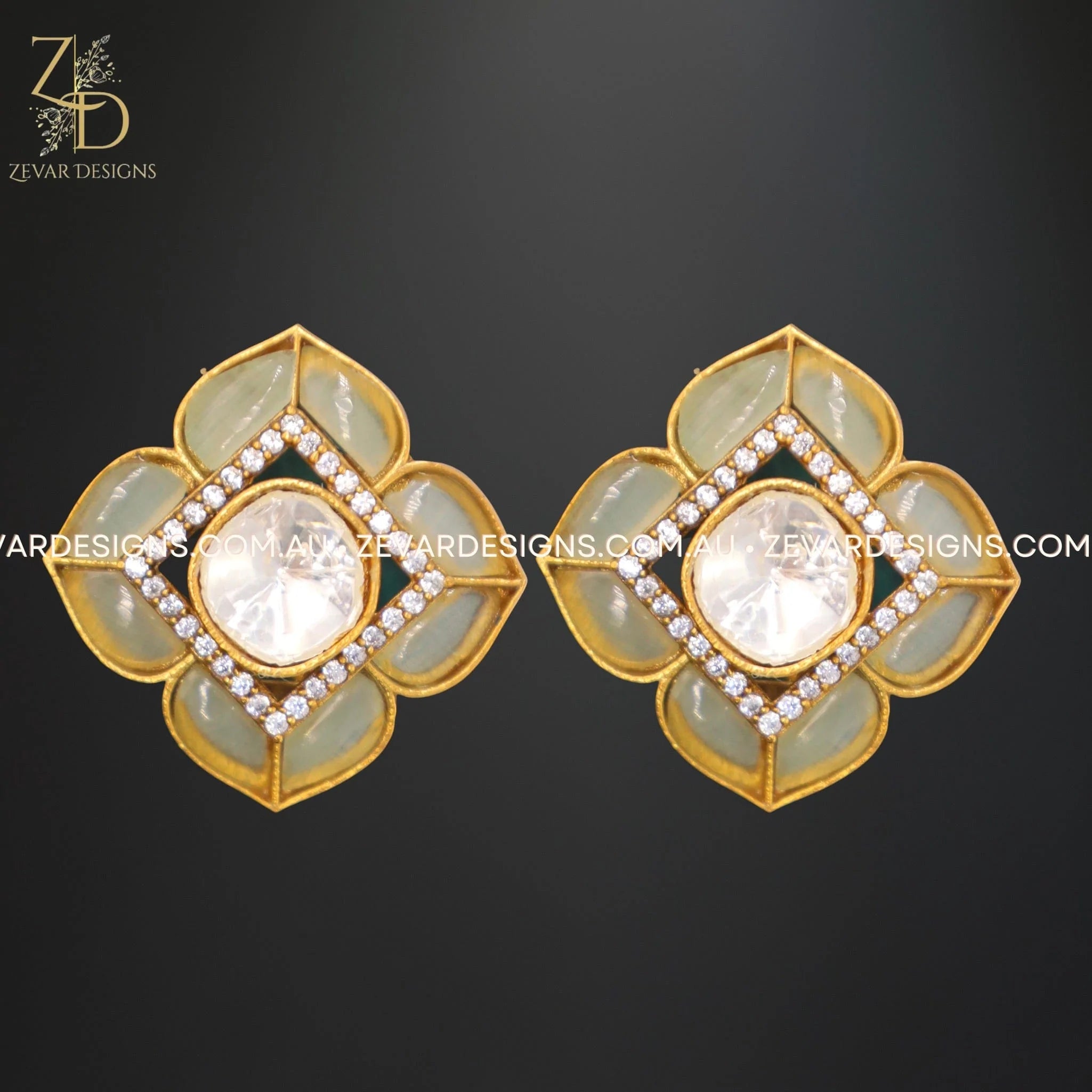 Exquisite Kundan Polki and Enamel Stud Earrings | Traditional Indian Jewelry | Perfect for Weddings, Parties & Festive Occasions