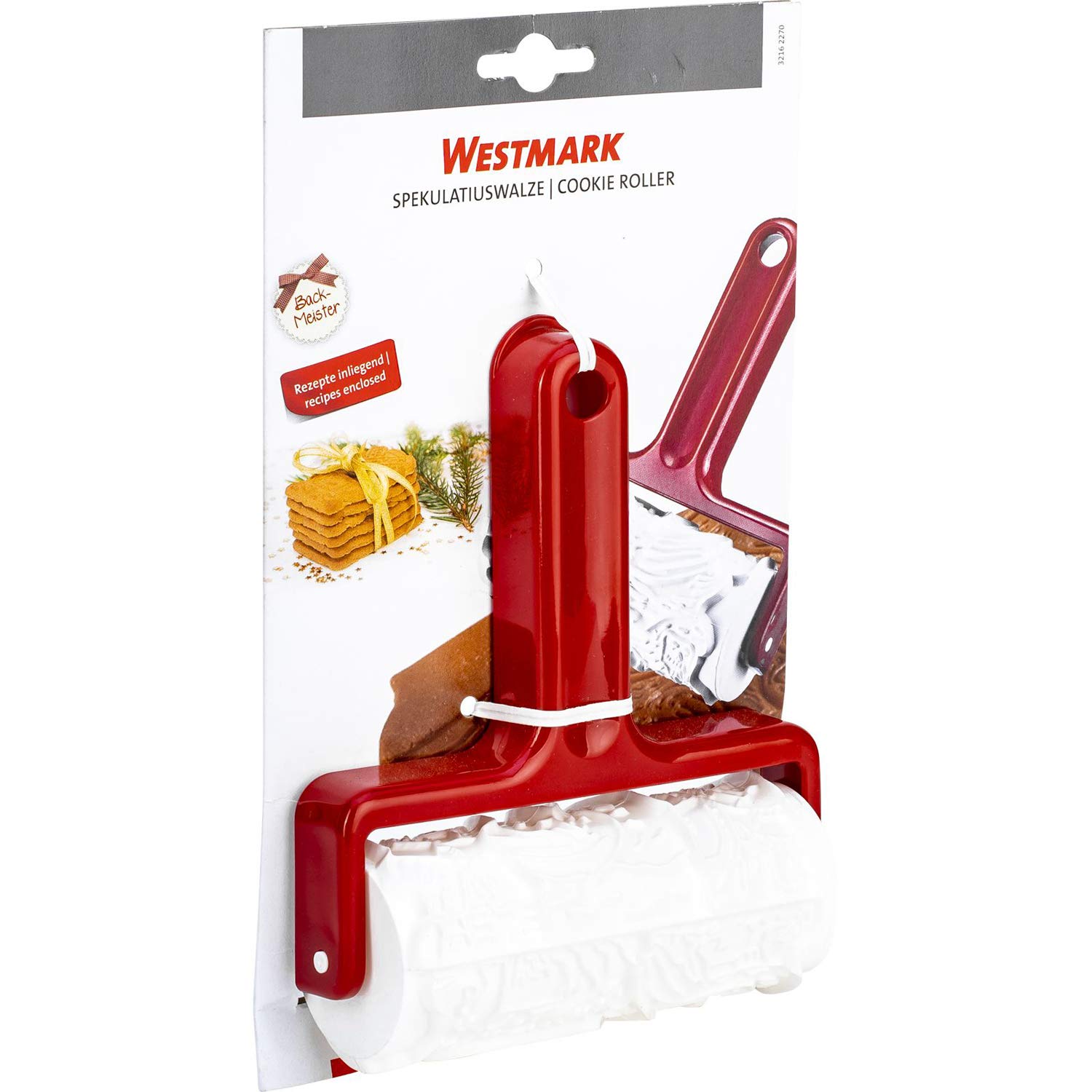 Westmark Cooky Roller - Premium Stainless Steel Dough Roller for Baking Cookies, Pastries & Pies (Red/White) - Perfect for Holiday Baking, Homemade Desserts & Kitchen Gifts