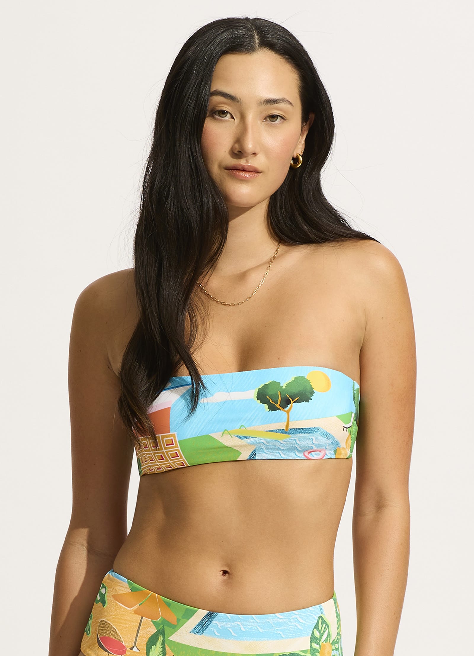 Turquoise Sunset Bandeau Bikini Top - Women's Swimwear for Beach, Pool & Summer Vacations