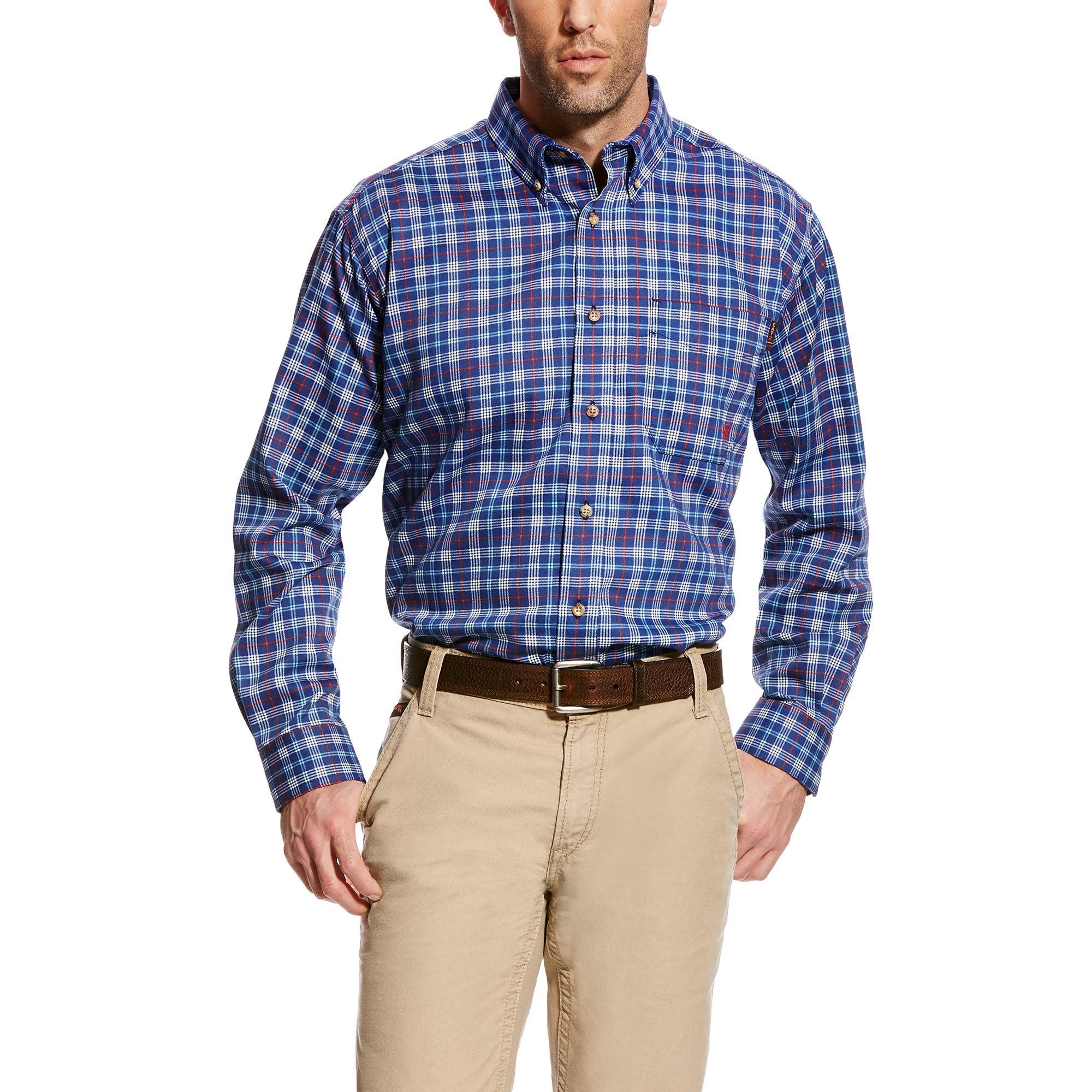 Ariat Men's Fr Collins Work Shirt - Durable Western Style Shirt for Ranch, Farm & Outdoor Work - Comfortable Long Sleeve Button Down Shirt for Cowboy, Rancher & Construction Workers