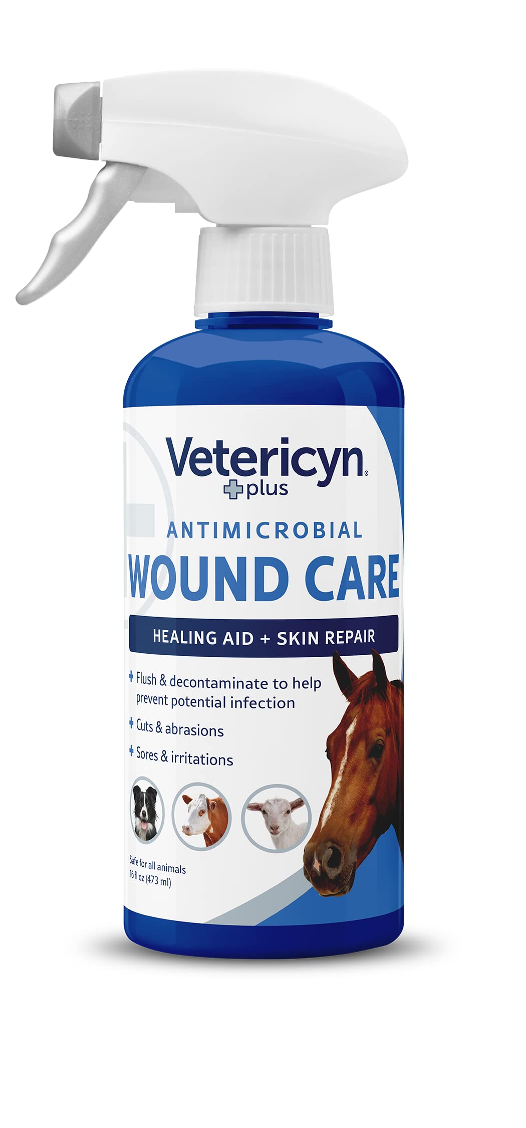 Vetericyn Plus Horse Wound Care Spray - 16oz for Equine Healing & Skin Repair | Fast Wound Cleaning & Itch Relief for Horses