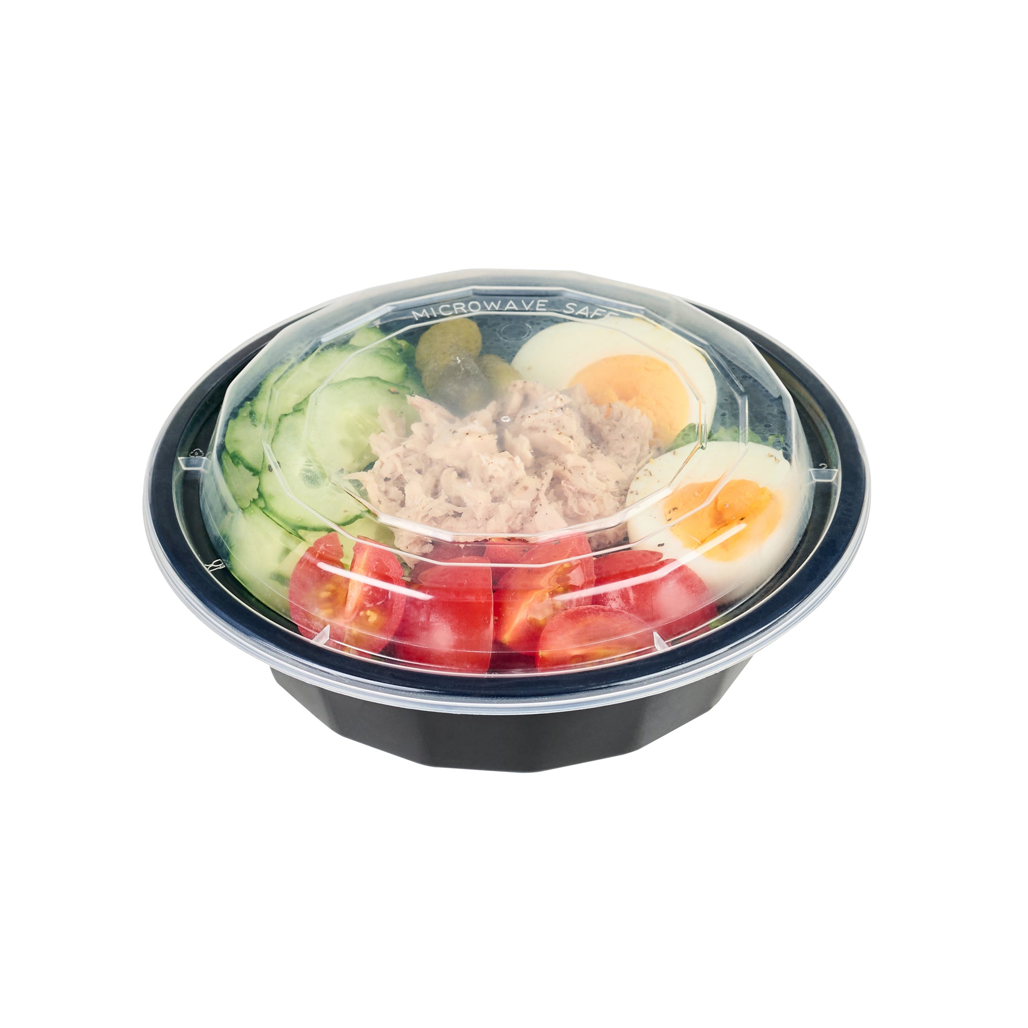 16 oz Black Plastic Takeout Containers with Clear Lids - 50 Pack, Microwave Safe (6.25