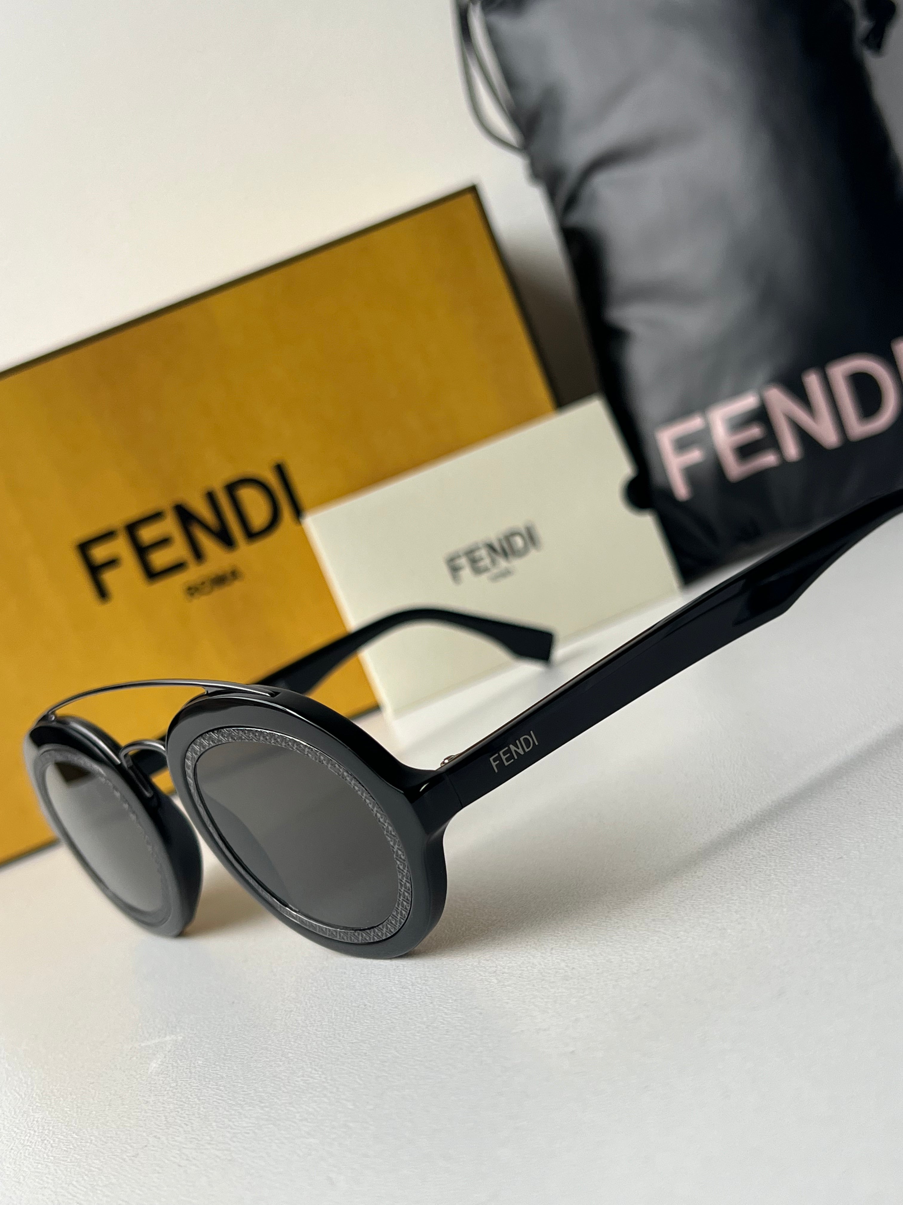 Fendi FF Around FE40094I Black Round Sunglasses for Women - Stylish UV Protection Shades for Outdoor, Beach & Driving