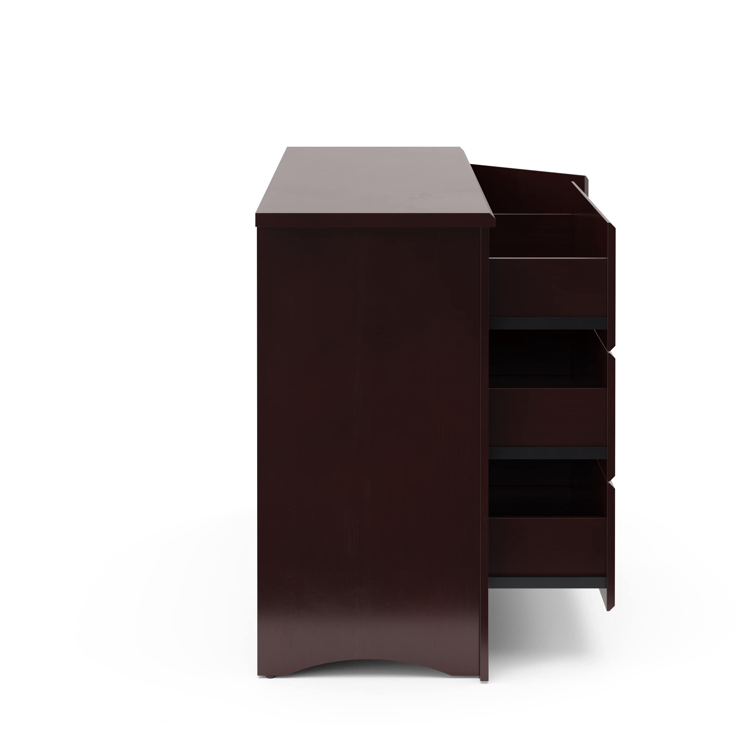 Storkcraft Crescent 3-Drawer Dresser in Espresso Finish - Baby & Kids Nursery Storage Organizer, Universal Design Chest with Drawers for Bedroom, Perfect for Toddler Room Organization and Clothes Storage