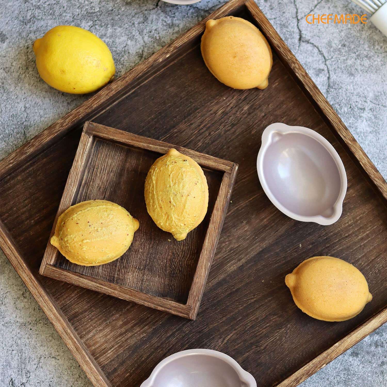 CHEFMADE 3.5-Inch Mini Cake Pan Set - 4Pcs Non-Stick Lemon-Shaped Bakeware for Oven & Instant Pot Baking (Champagne Gold) - Perfect for Birthday Parties, Baby Showers & Holiday Desserts