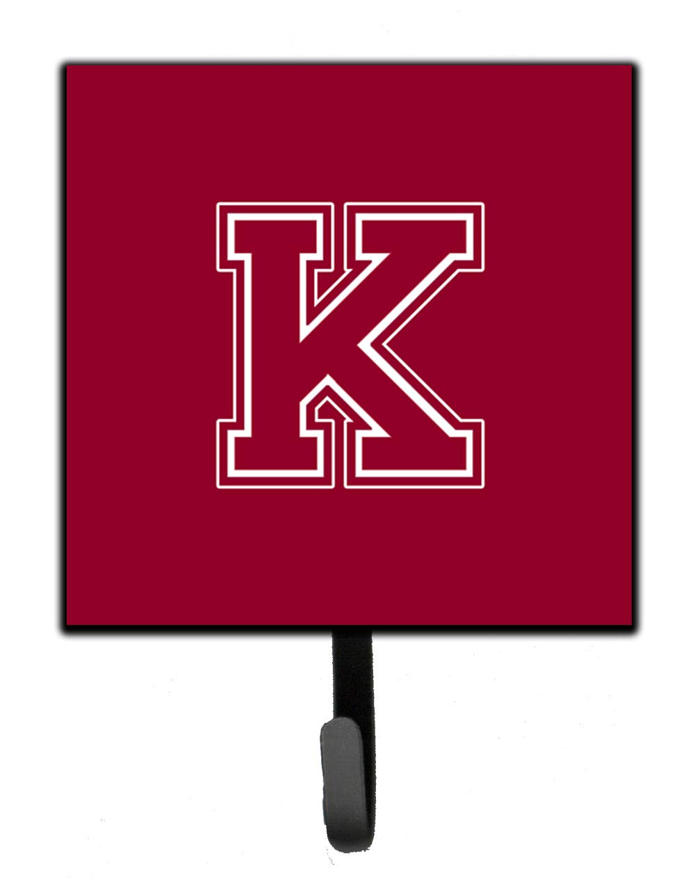 Caroline's Treasures CJ1032-KSH4 Monogram Letter K Leash Holder & Key Hook - Maroon & White, Small, Multicolor - Perfect for Dog Leashes, Keys & Home Entryway Organization