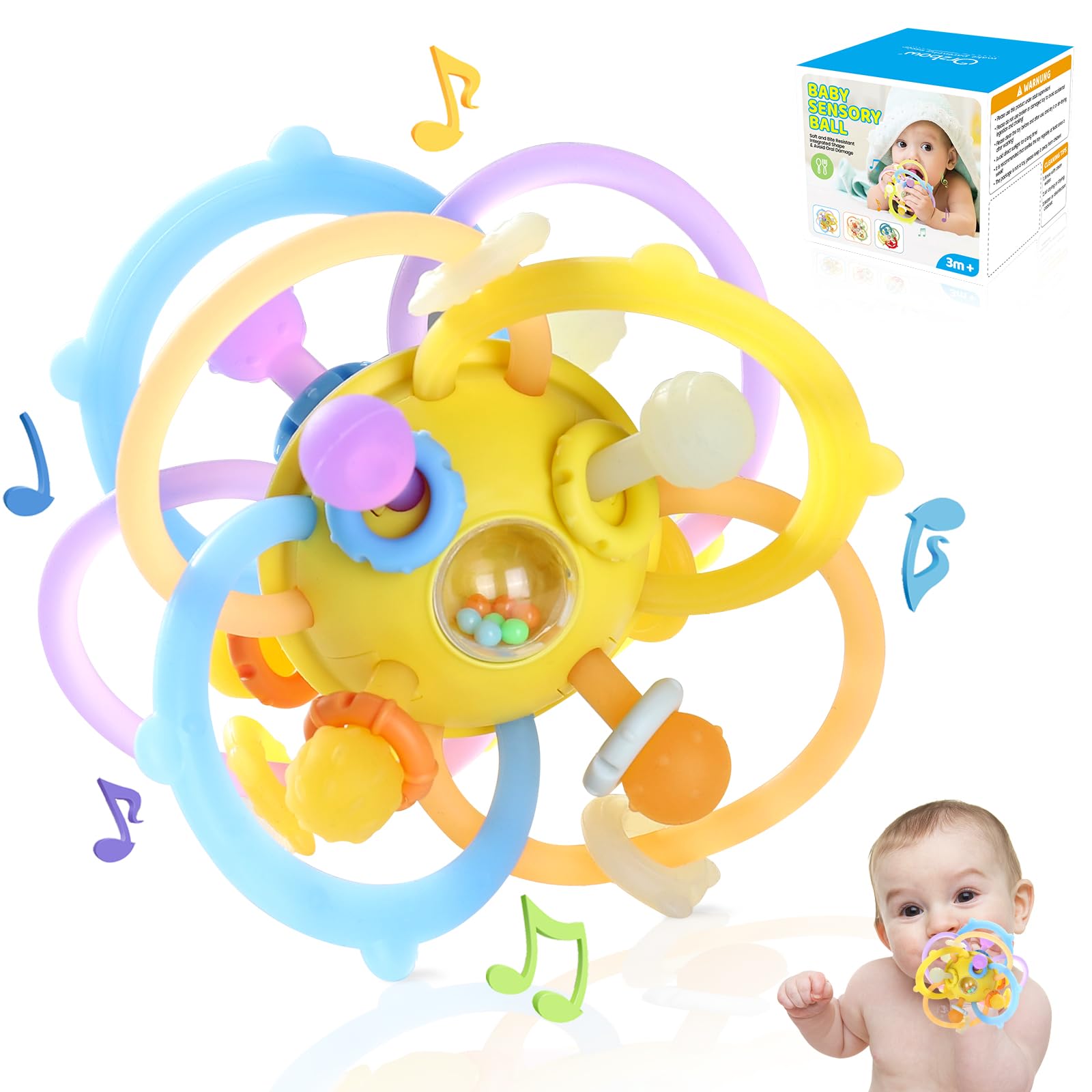 Orzbow Baby Teething Toys for 3-18 Months - BPA Free Silicone Montessori Sensory Chew Toys & Infant Rattles | Soothe Gums & Promote Early Development | Perfect for Home, Daycare & Travel Use