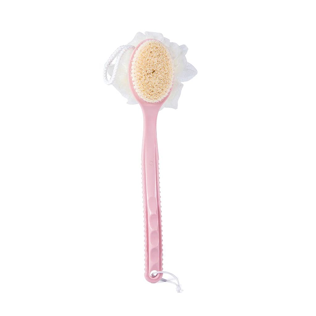 Exfoliating Washcloth & Body Brush Set with Bristles and Soft Loofah Back Scrubber - Long Handle Bath Brush with Mesh Sponge for Deep Cleansing & Dead Skin Removal - Perfect for Shower, Spa, and Daily Exfoliation Routine