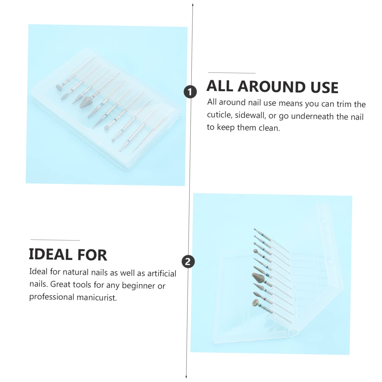 FOMIYES 10pcs Nail Drill Bits Set with Sanding Discs - Professional Nail Grinding Heads for Acrylic & Gel Polish Manicure - Perfect for Home Salon & Nail Art Enthusiasts