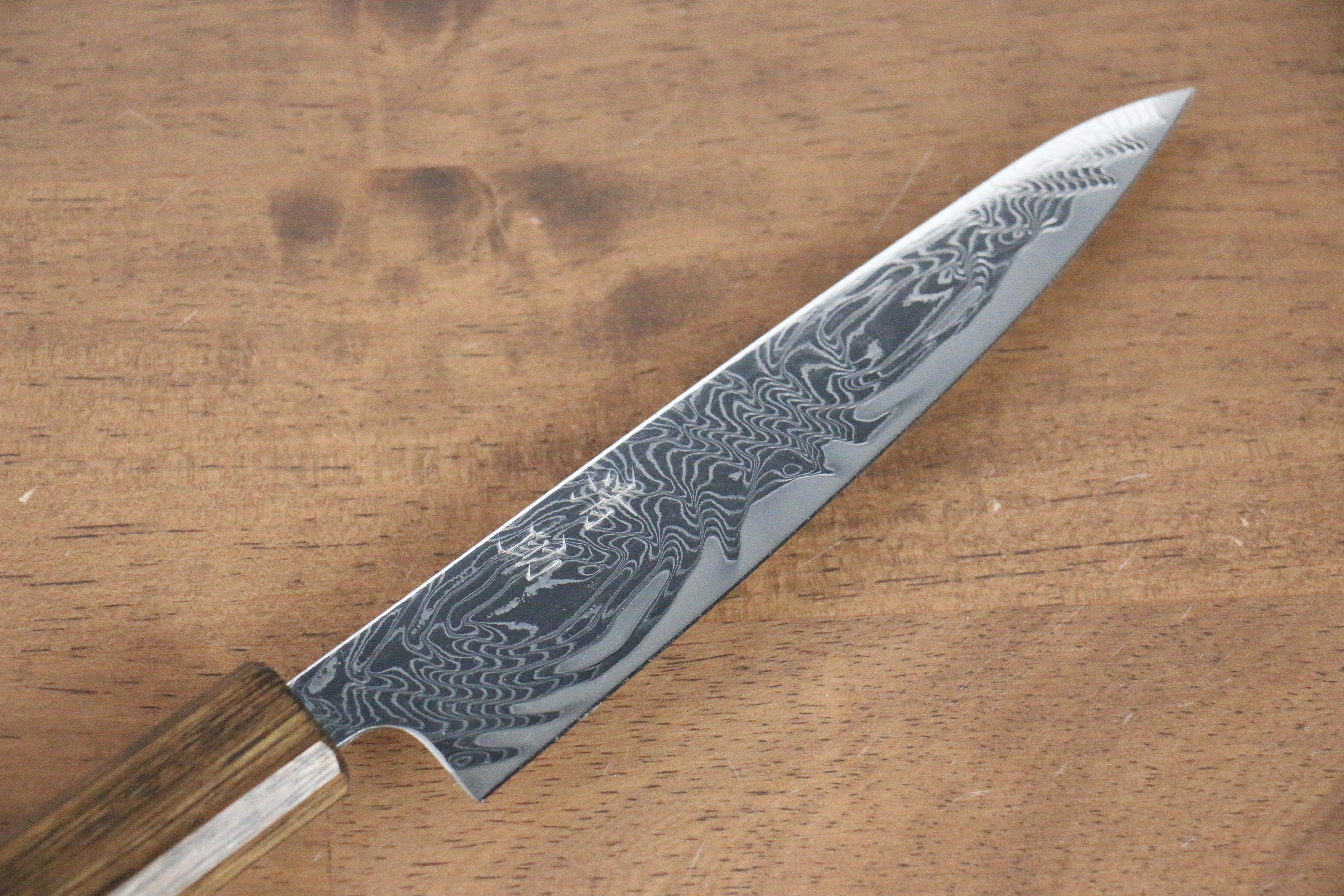 Premium Seisuke Nami AUS10 Damascus Steel Petty Knife 135mm - Mirrored Finish with Oak Handle - Perfect for Slicing, Peeling & Precision Kitchen Tasks