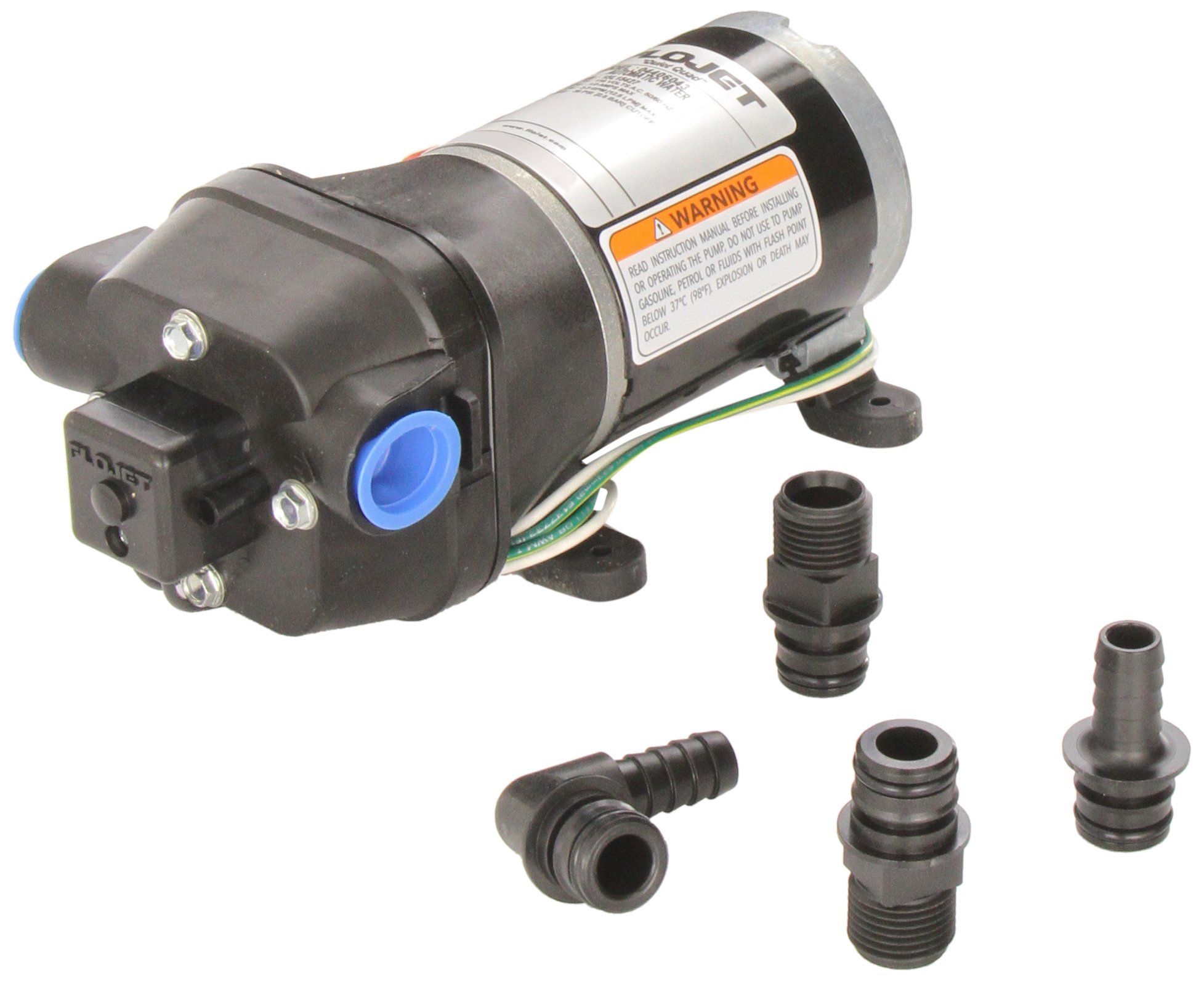 Flojet 04406043A 3.3 GPM 35 PSI 115V Ultra Quiet Quad Water Pump System for RV, Marine, and Off-Grid Water Supply - Perfect for Camping, Boating, and Emergency Water Transfer