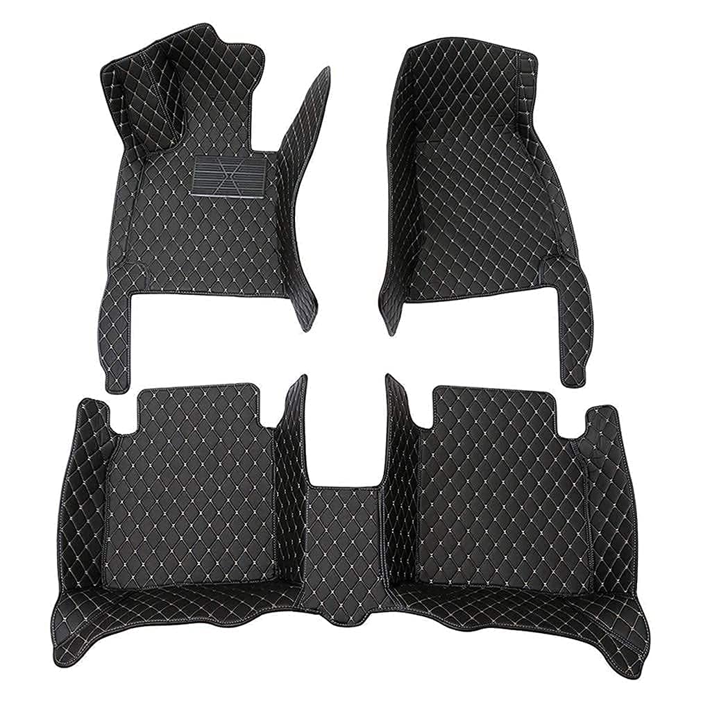 Premium Waterproof All-Weather Car Floor Mats for Cadillac STS 2001-2009 Models - Luxury Leather Full Coverage Floor Liners (Black+Beige) - Perfect for Daily Commuting, Road Trips & All-Season Protection