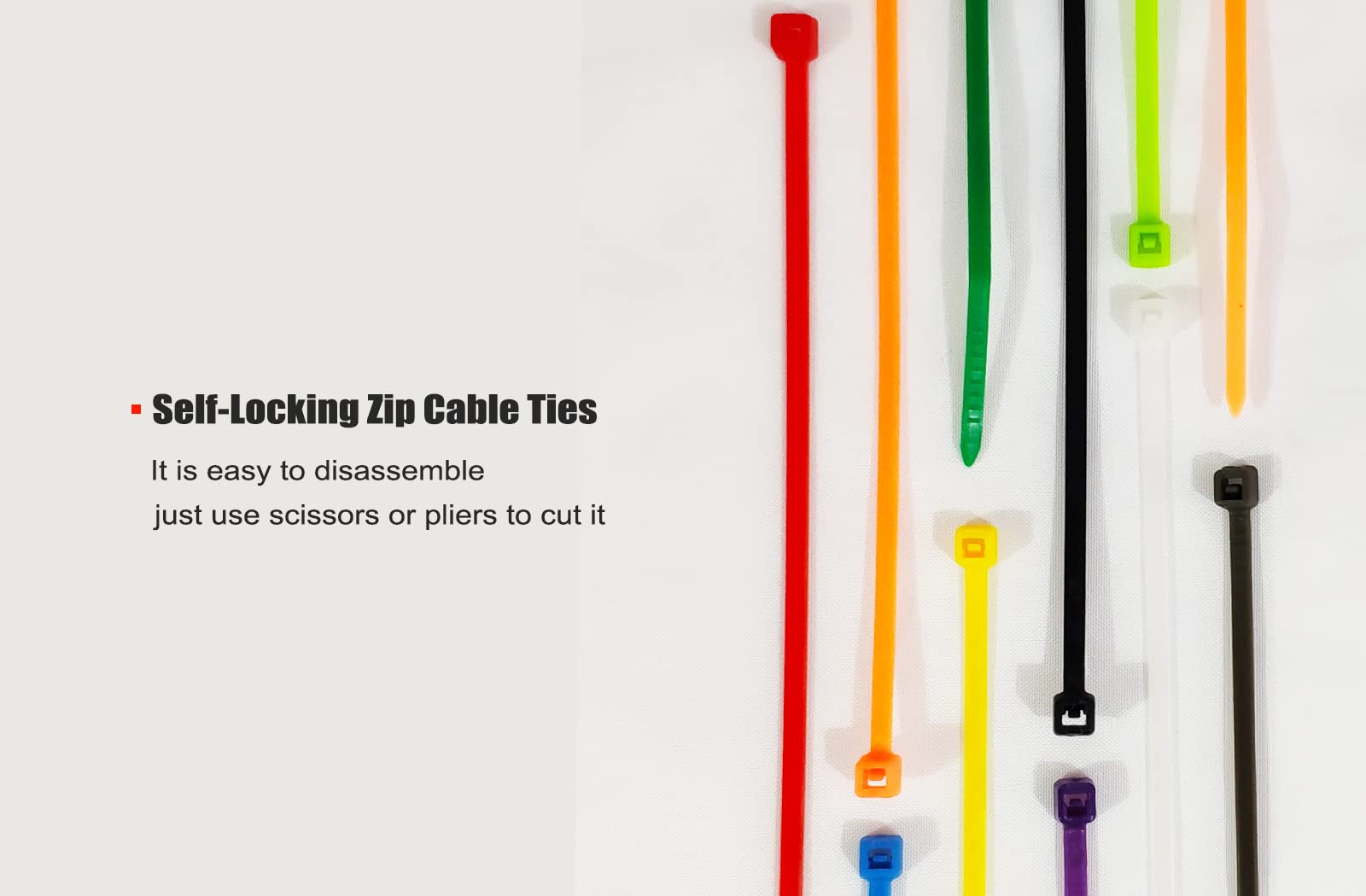 8 Inch 1000pcs Colored Zip Ties - Heavy Duty 20lb Strength Reusable Cable Ties for Organizing Wires, Bundling Cables, Home & Office Use