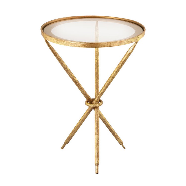 16x22 Inch Gold Leaf Accent Table with Clear Glass Top - Perfect for Living Room, Bedroom, or Entryway Decor