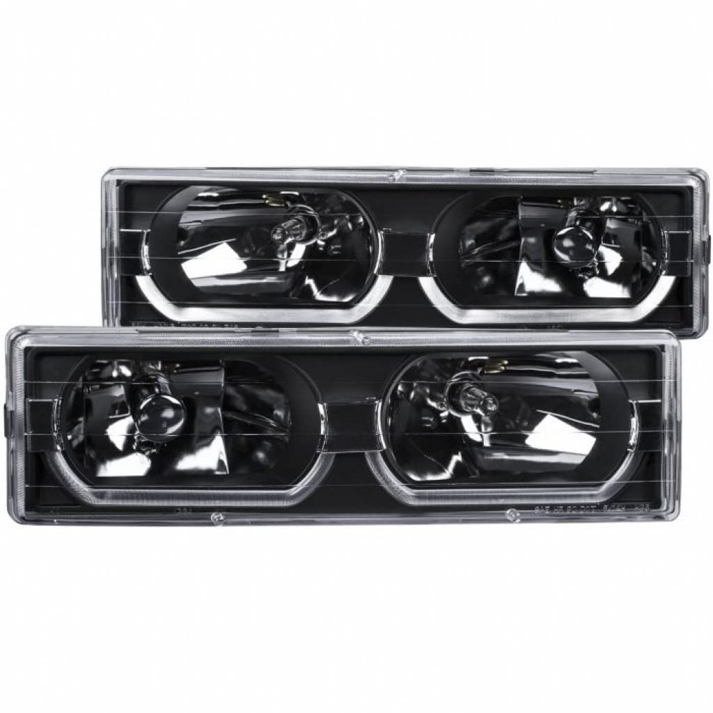 ANZO 111299 Crystal Black Headlights for 1989 Chevy R2500 with Low-Brow Design | Perfect for Off-Road & Night Driving