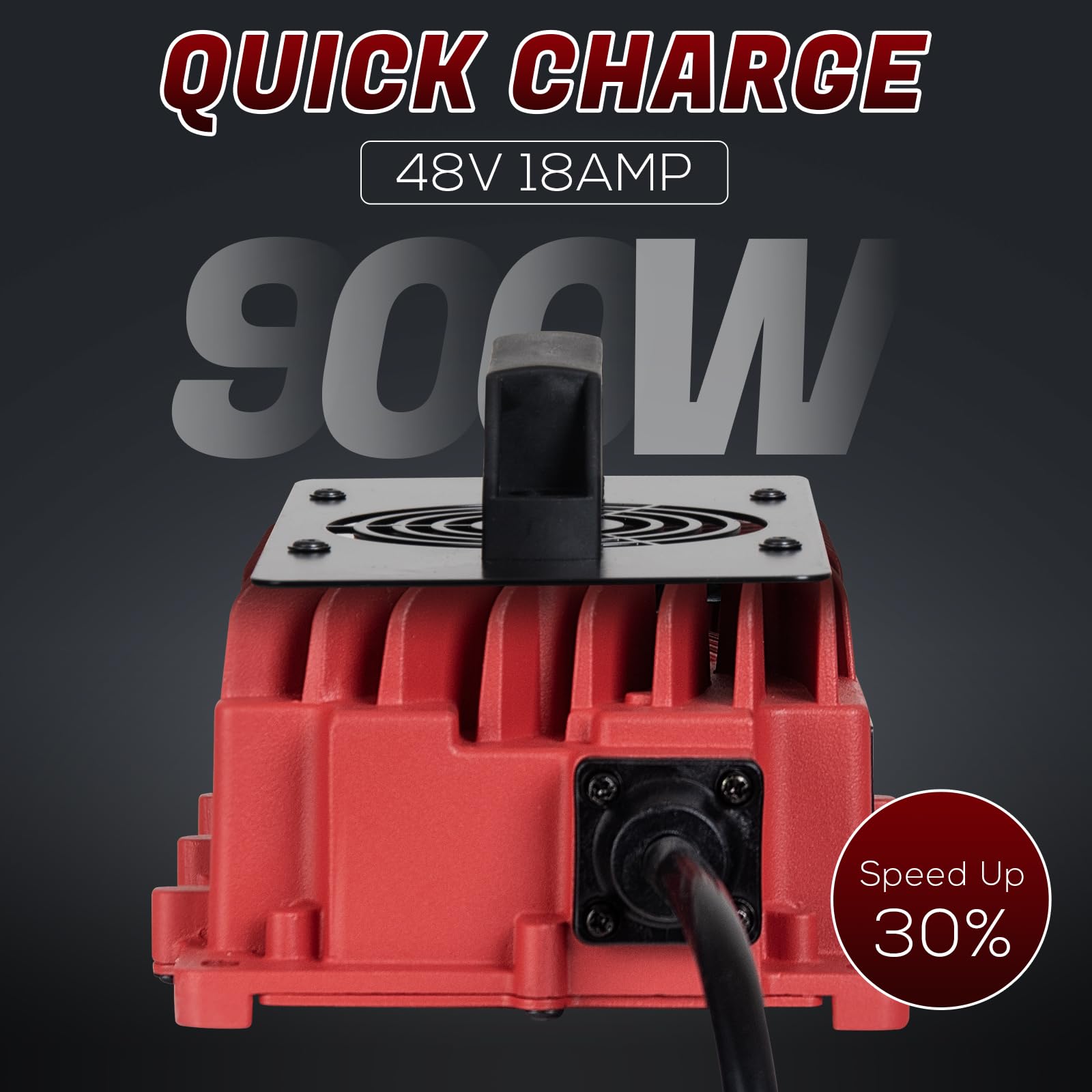 48V Golf Cart Battery Charger 18 AMP with Triangle 3-Pin Plug - Fast Charging, Waterproof & Portable - Compatible with Club Car, EZGO RXV & TXT - Perfect for Golf Courses, Camping & Outdoor Adventures